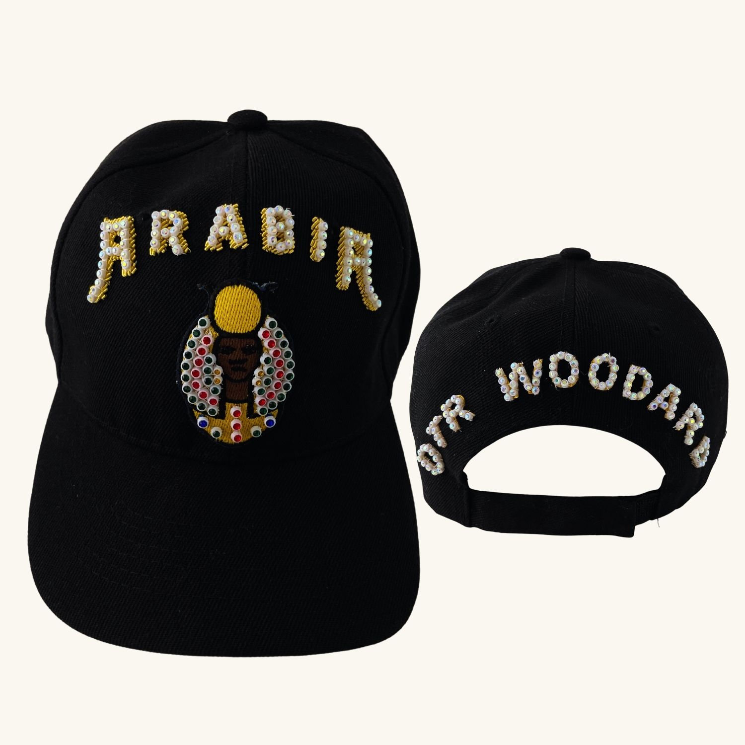 Masonic Baseball Cap – Embroidered Black Color Cap, Custom Temple Name (ARABIA)