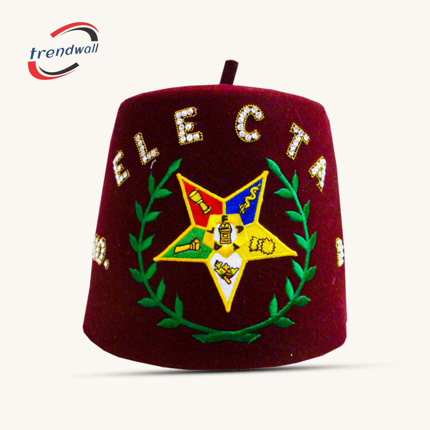 Amaranth Fez with Custom ELECTA Lodge Name & Rhinestone Work