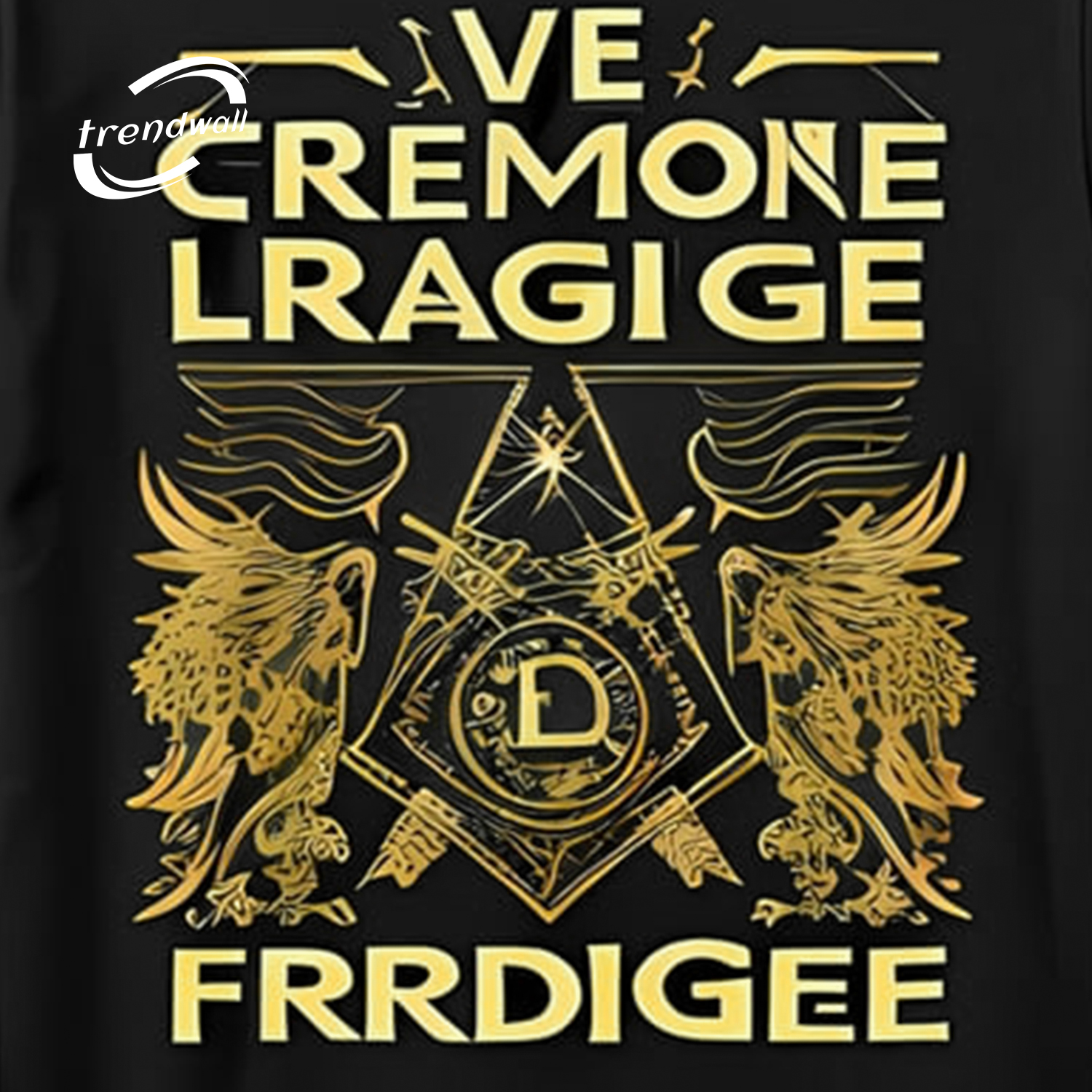 Masonic Black T-Shirt – Gold Square Symbol with Winged Design