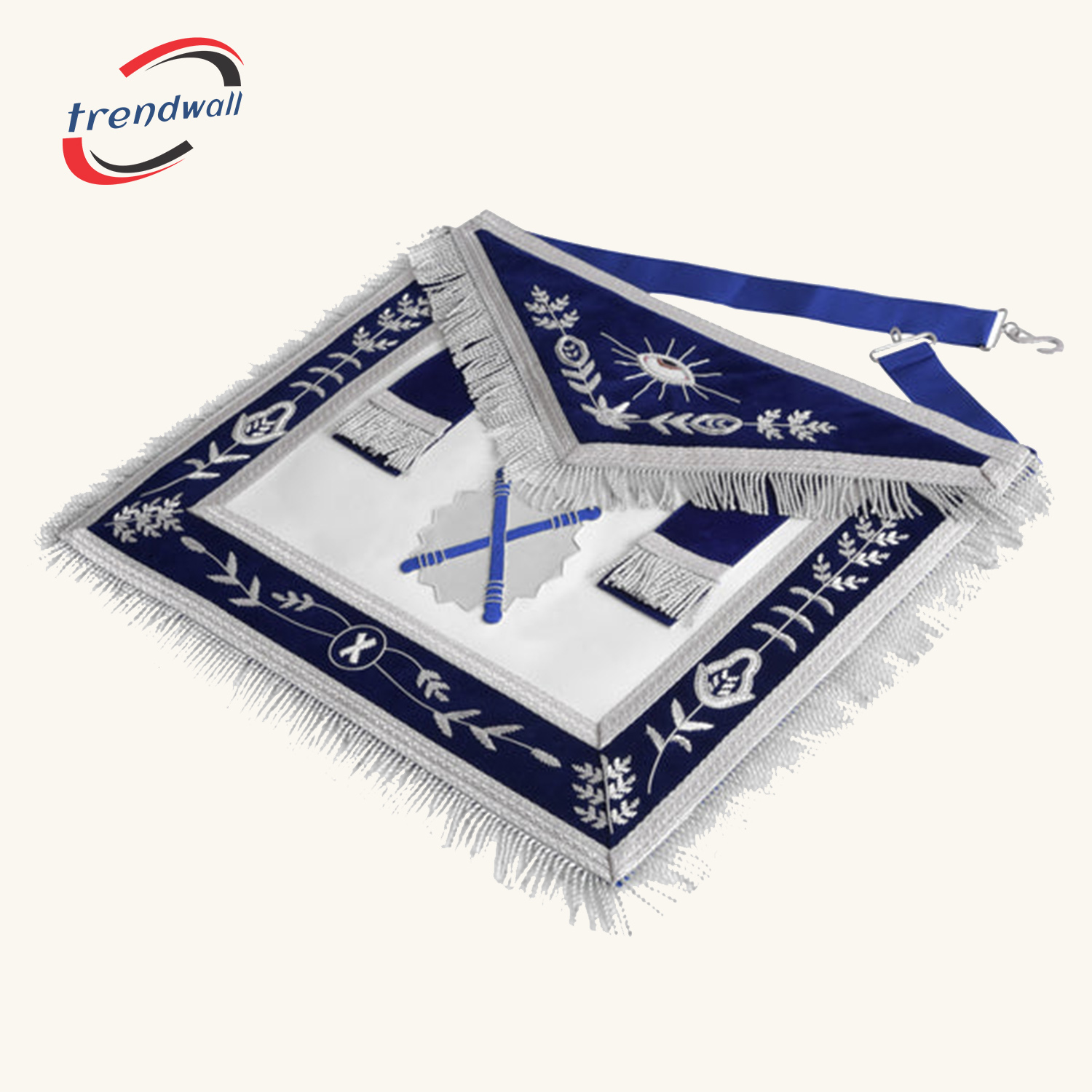 Marshal Blue Lodge Officer Apron - Silver Fringe & Side Tabs