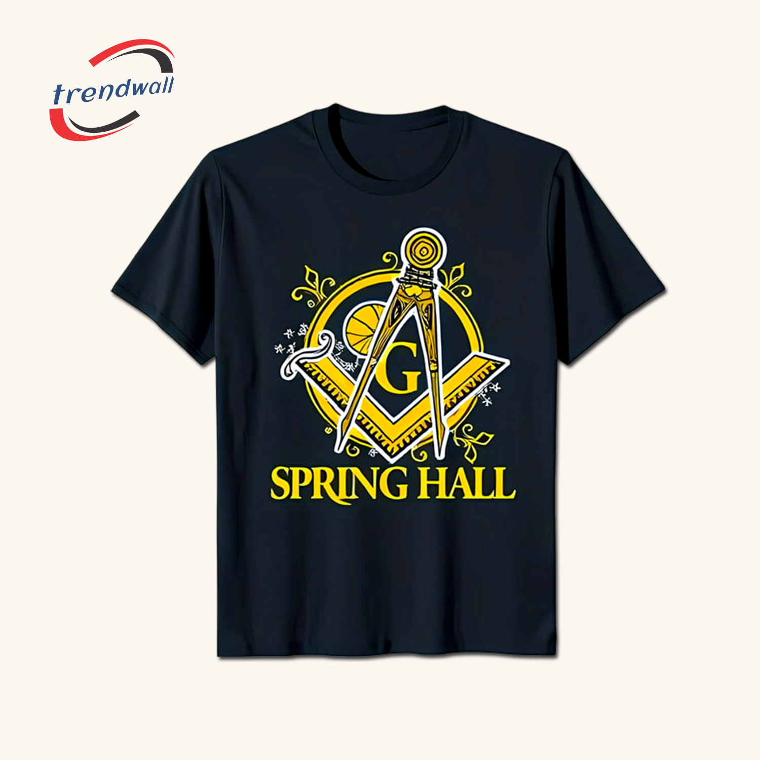 Masonic T-Shirt – Yellow Square Symbol & ‘Spring Hall’ Design