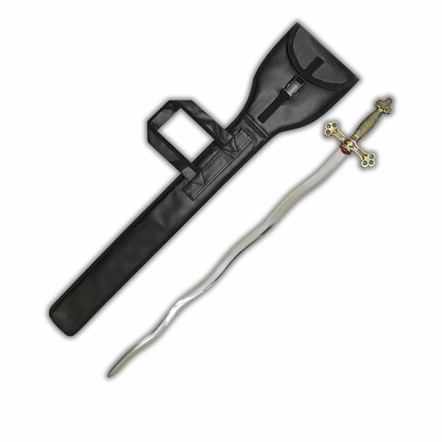 Master Mason Blue Lodge Sword - Square Compass with G and Golden Hilt