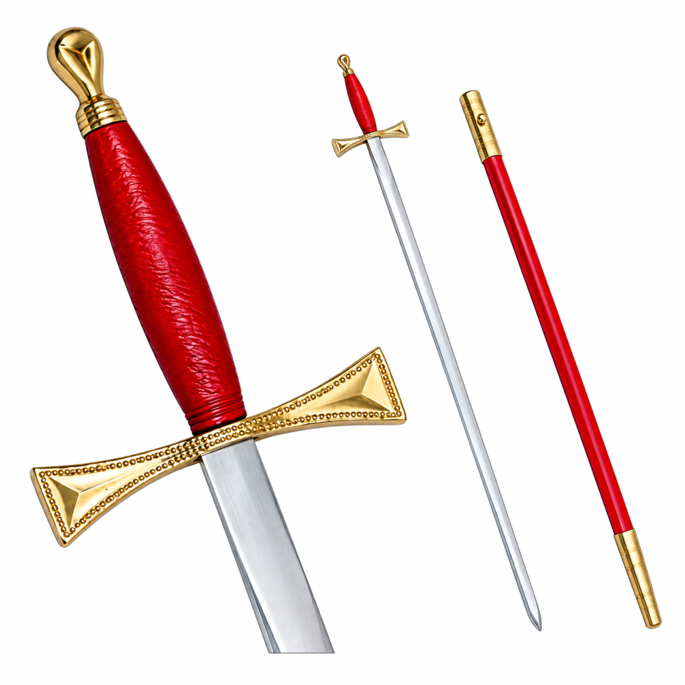 Masonic Sword - Red Gold Hilt with Red Scabbard