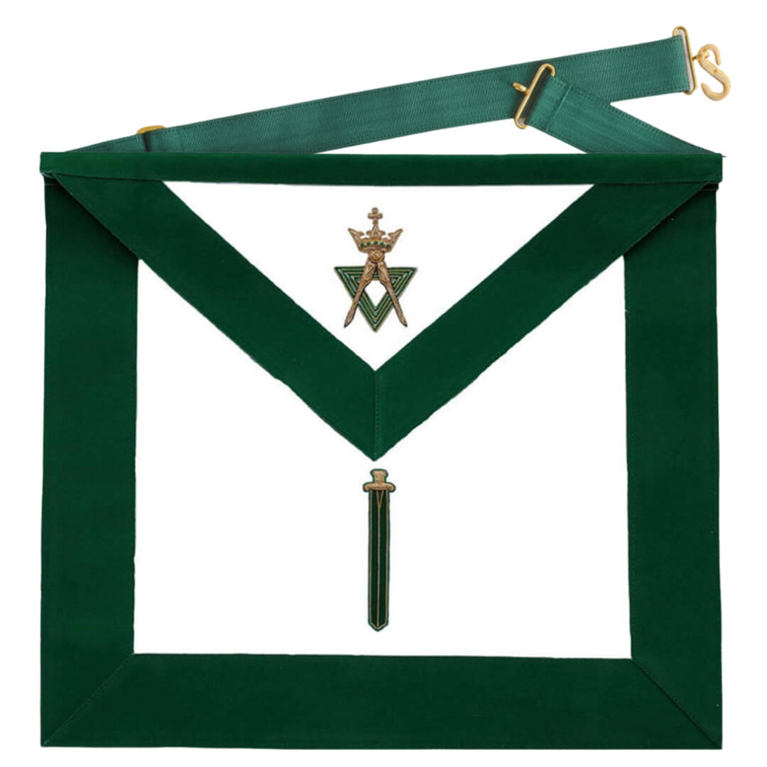 Sentinel Allied Masonic Degrees Apron Green Velvet in premium Quality