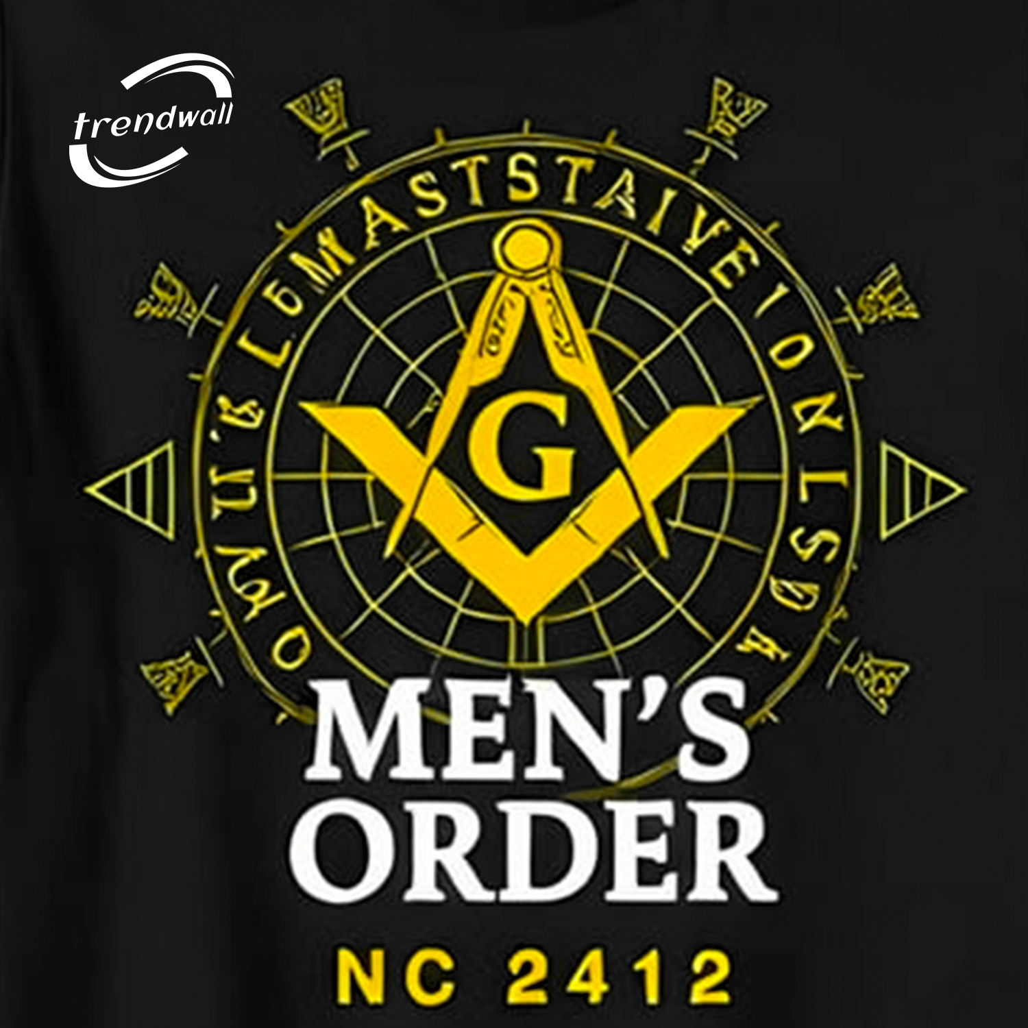 Blue Masonic T-Shirt – Yellow Square & Compass Symbol Design for Men