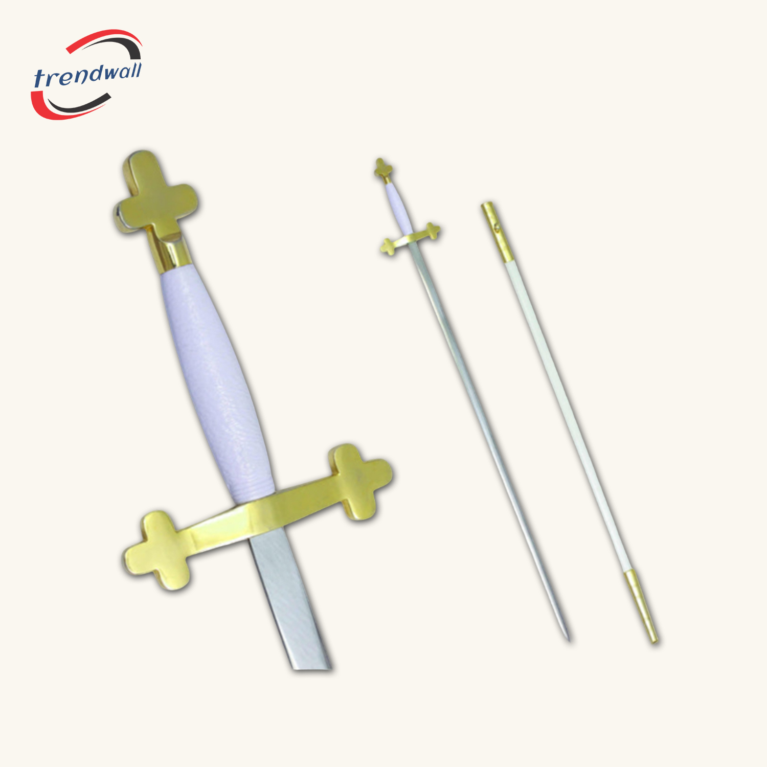 Knights Templar Commandery Sword - White Hilt with White Scabbard