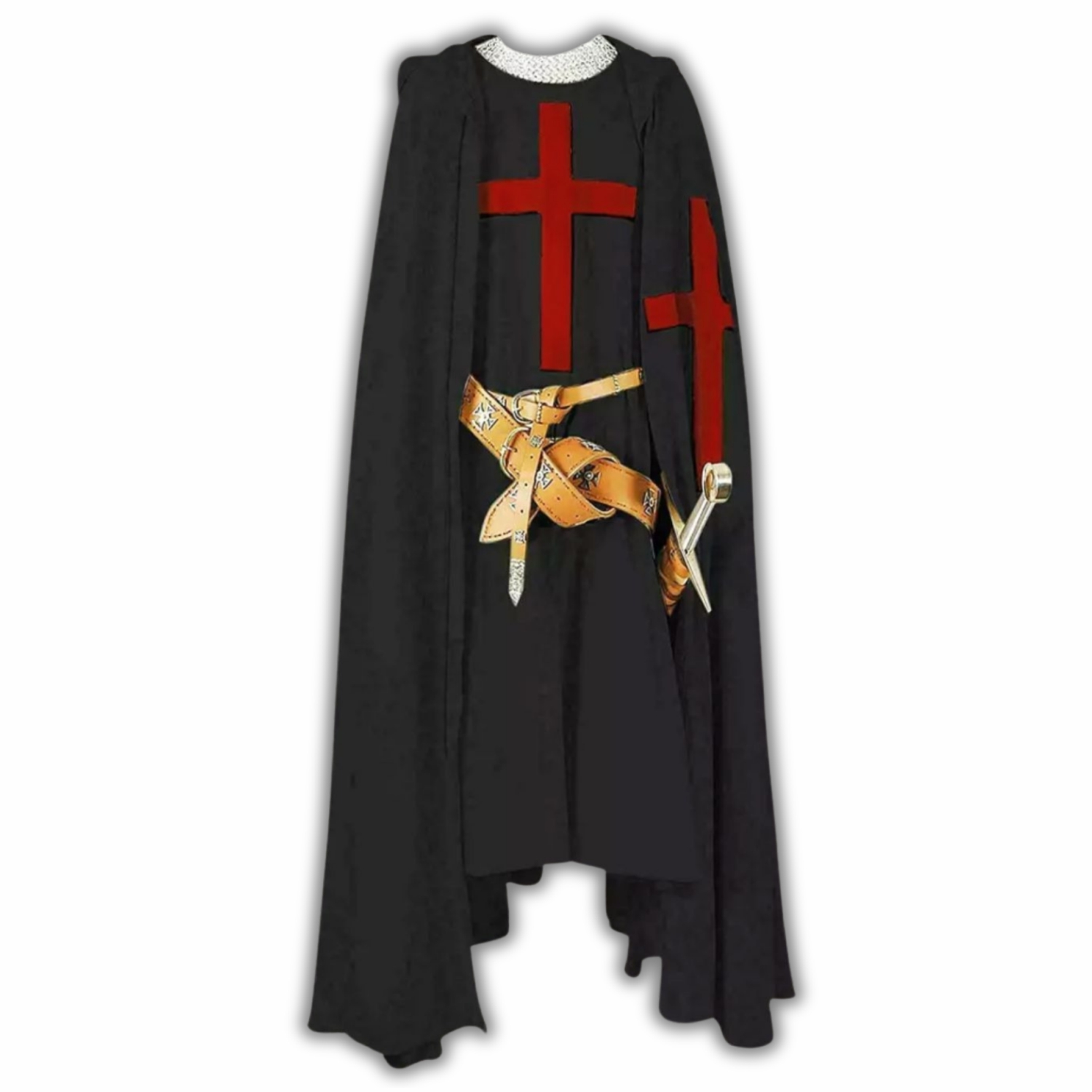SUNLEXA Medieval Templar Knight Tunic & Hooded Cloak