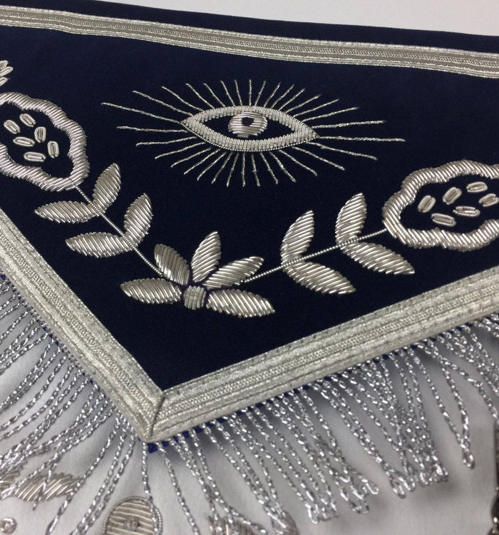 Past Master Blue Lodge Apron - Royal Navy Velvet Hand Embroidery