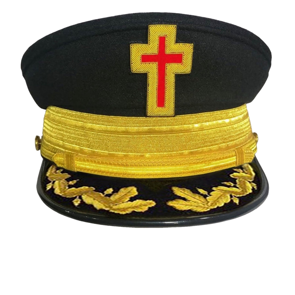 Past Commander Knights Templar Commandery Fatigue Cap, Red Cross with Rays
