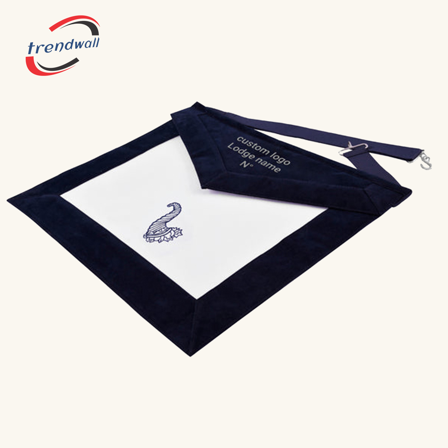 Junior Steward Blue Lodge Officer Apron - Silver Embroidery Thread