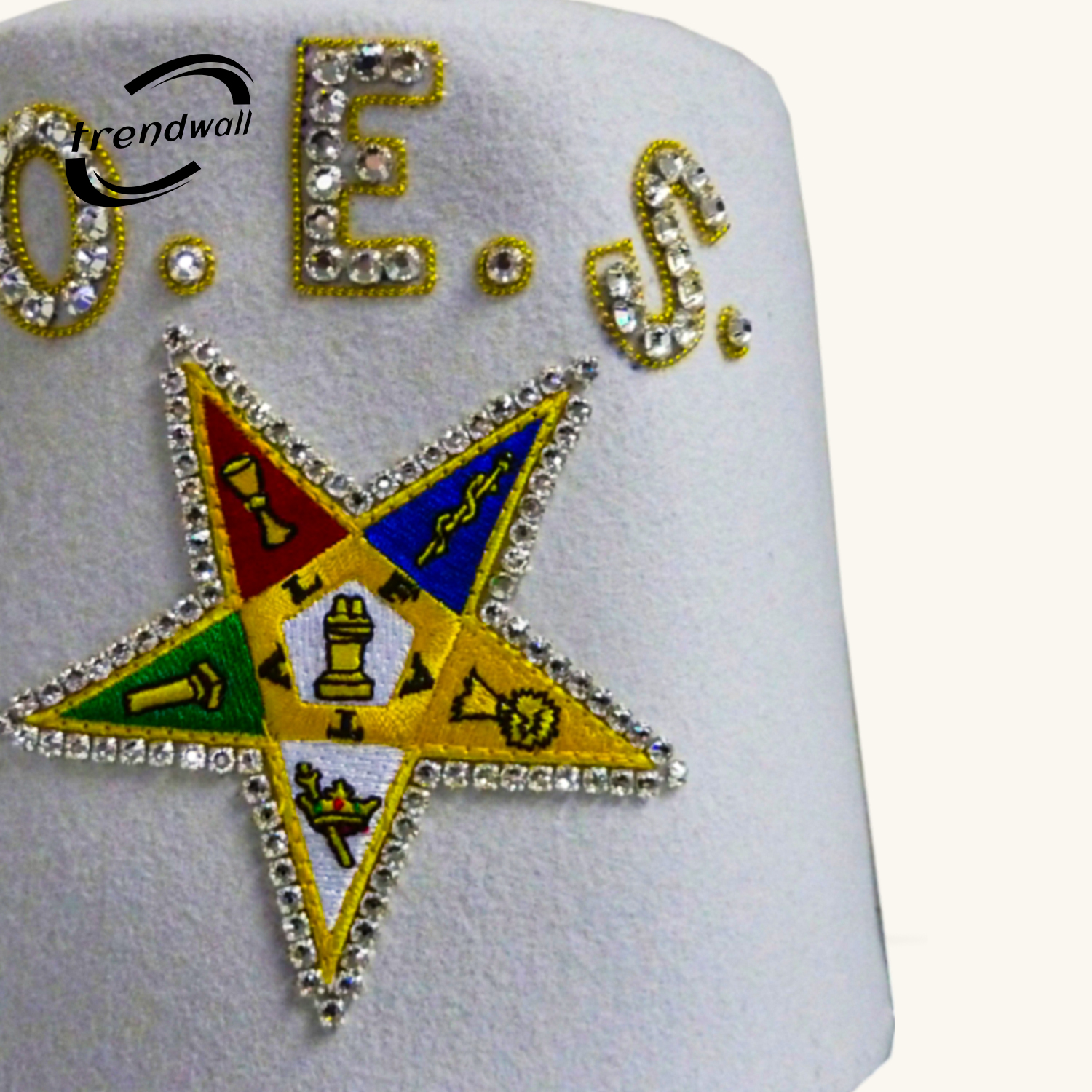 Sample OES Fez with Star Outlined in Rhinestones