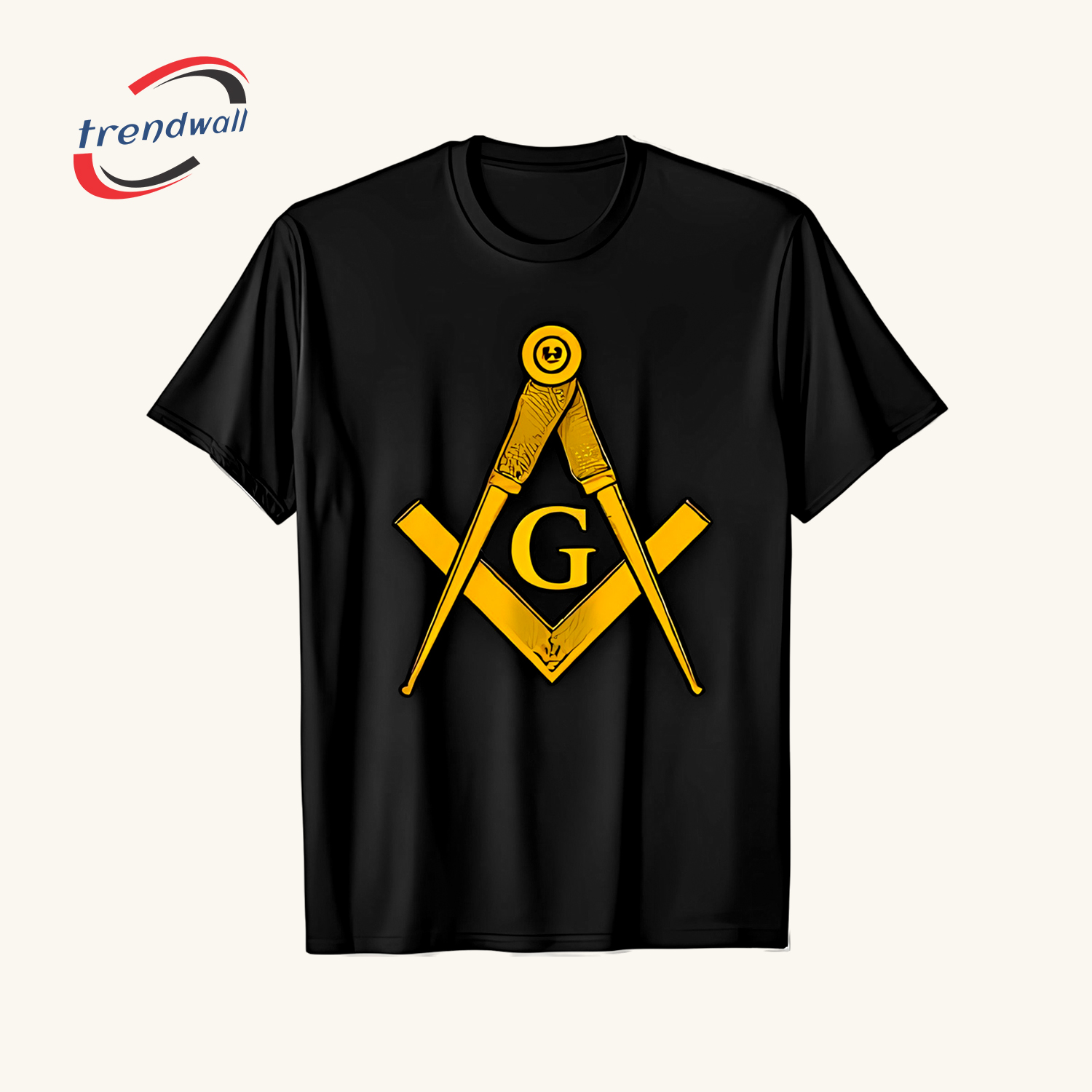 Masonic T-Shirt – Gold Square & Compass Symbol with Graphic Design