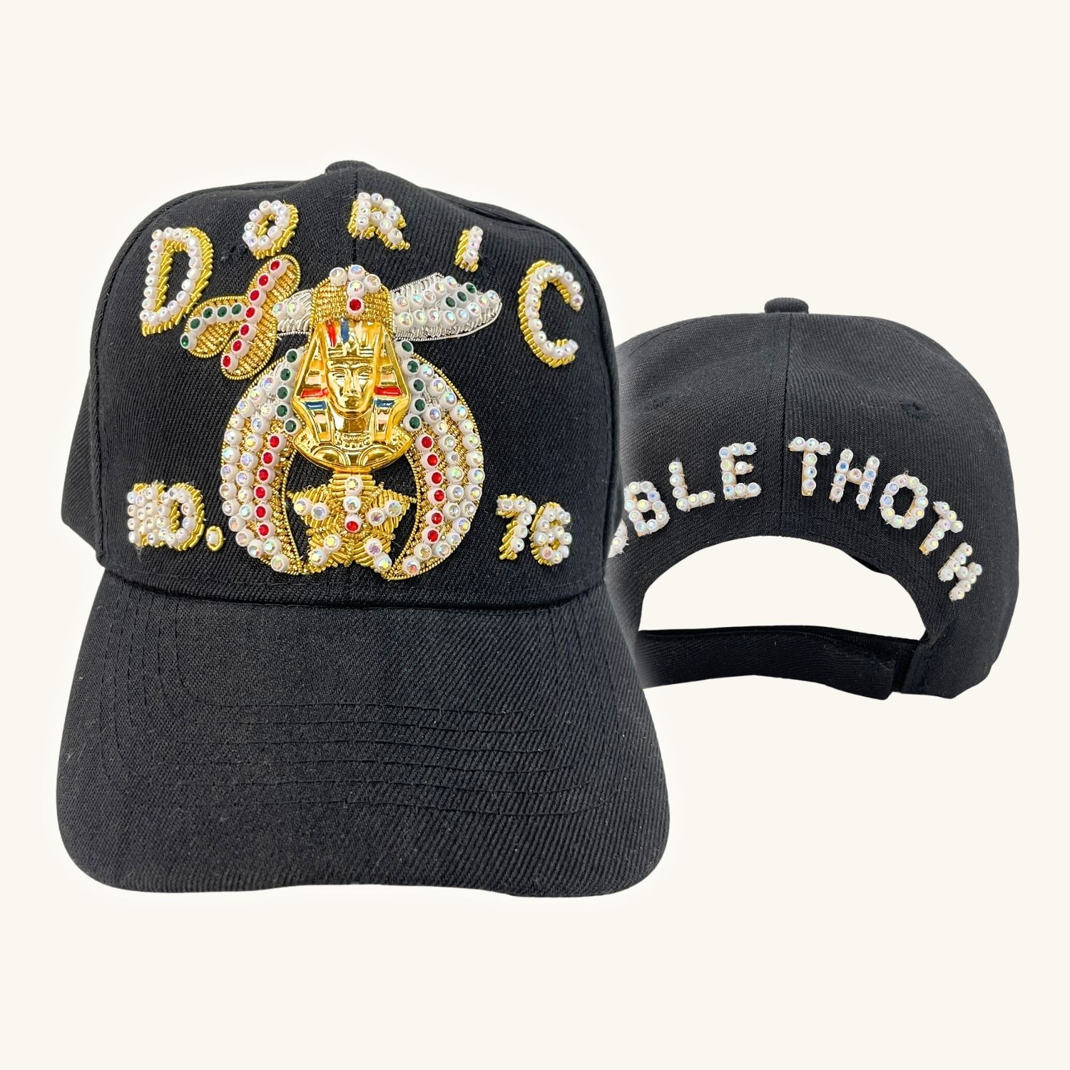 Masonic Black Shriner Baseball Cap – DORIC Embroidered Cap With Custom Temple Name