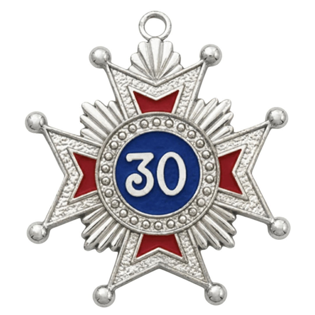 30th Degree Rose Croix Scottish Rite Collar Jewel - Silver Plated