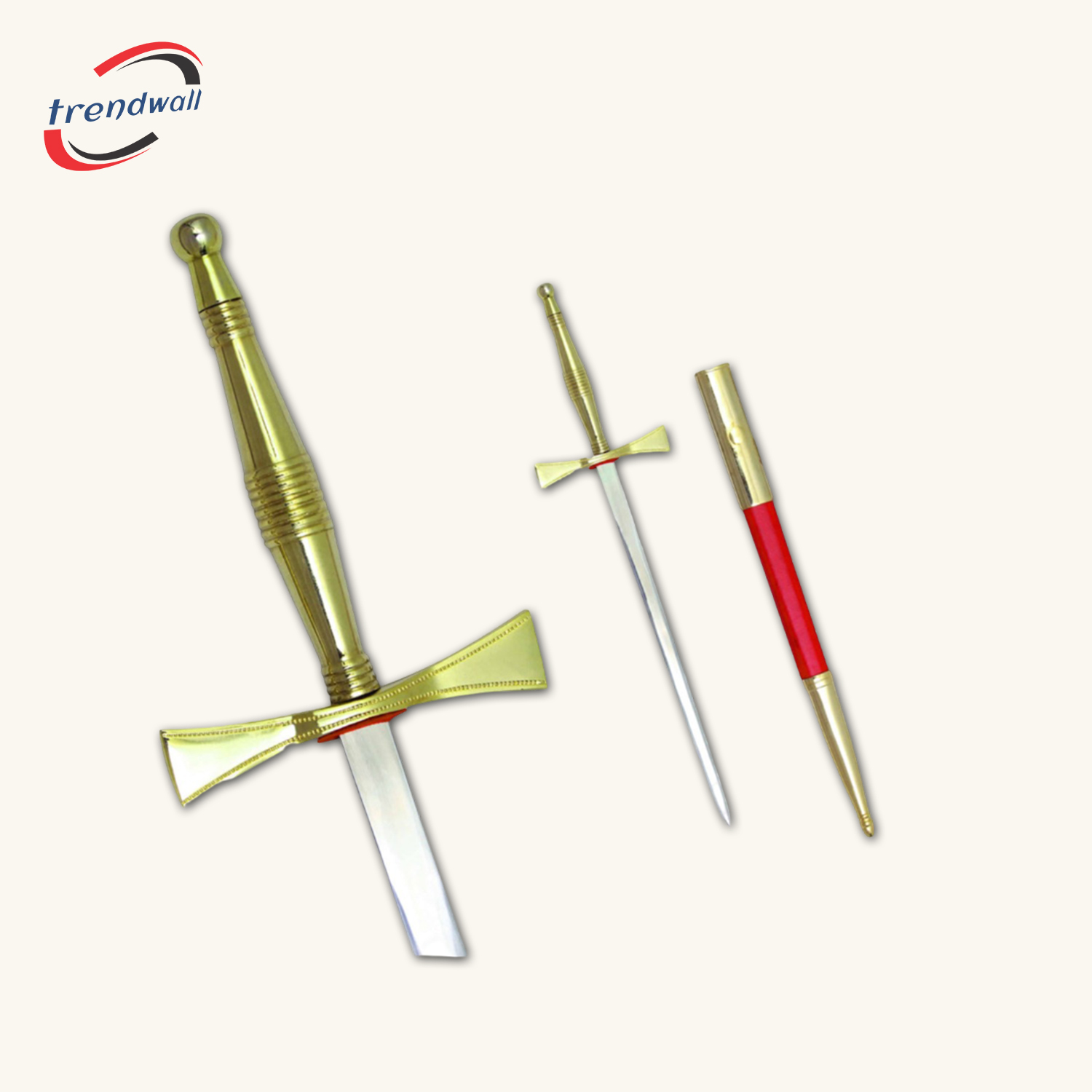 Masonic Dagger - Gold Hilt with Red Scabbard