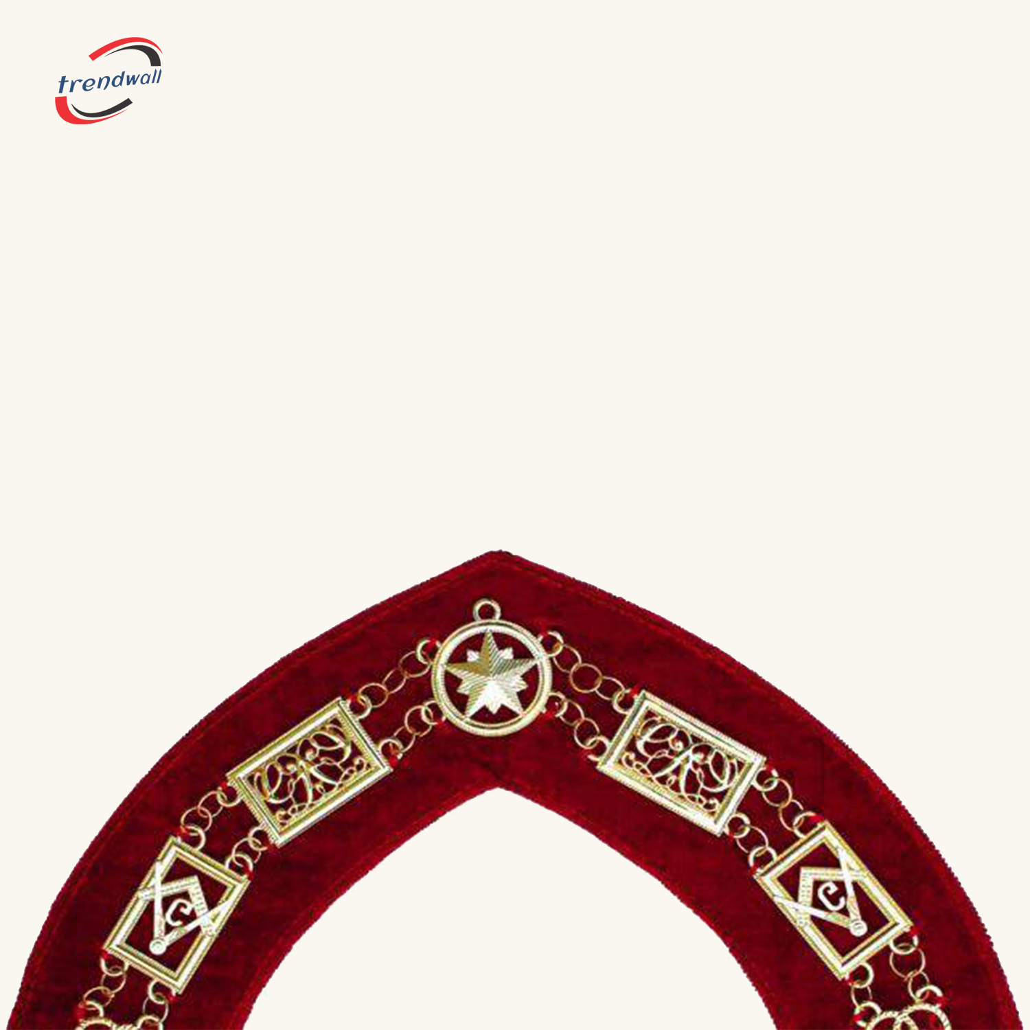 Grand Officers Blue Lodge Chain Collar - Gold-Plated on Red Velvet