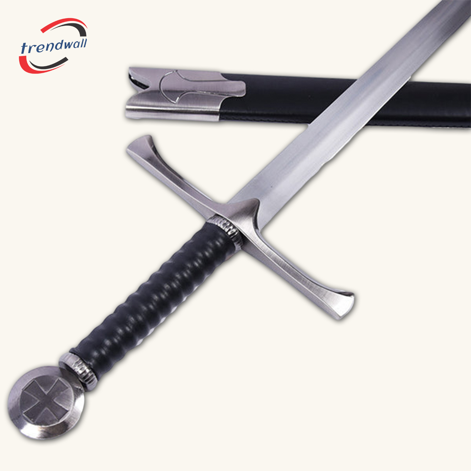 Knights Templar Commandery Sword - Black Hilt and Silver Scabbard