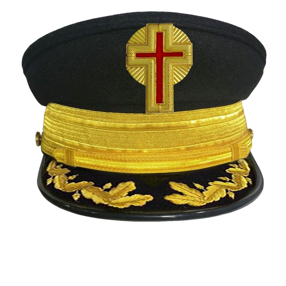 Past Commander Knights Templar Commandery Fatigue Cap, Red Cross with Rays