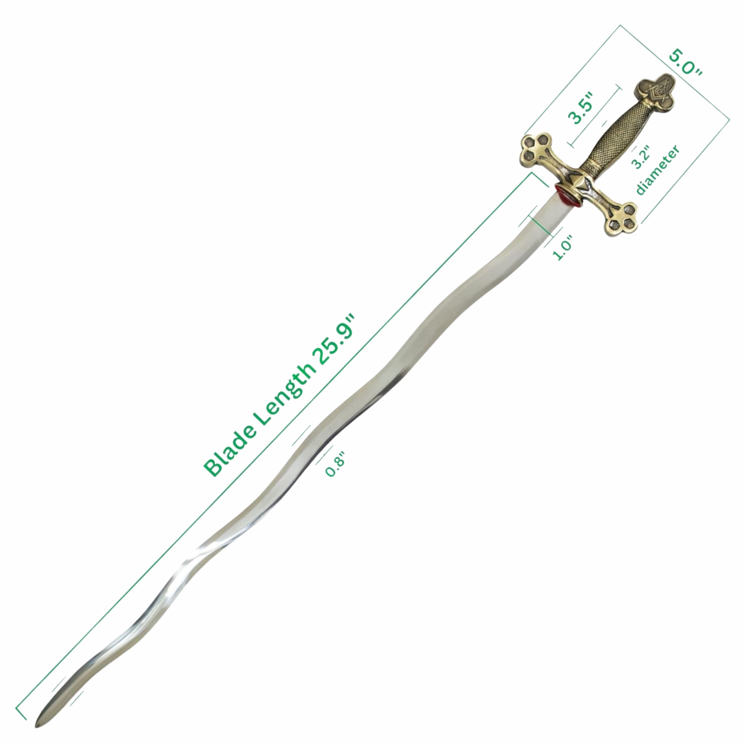 Master Mason Blue Lodge Sword - Square Compass with G and Golden Hilt