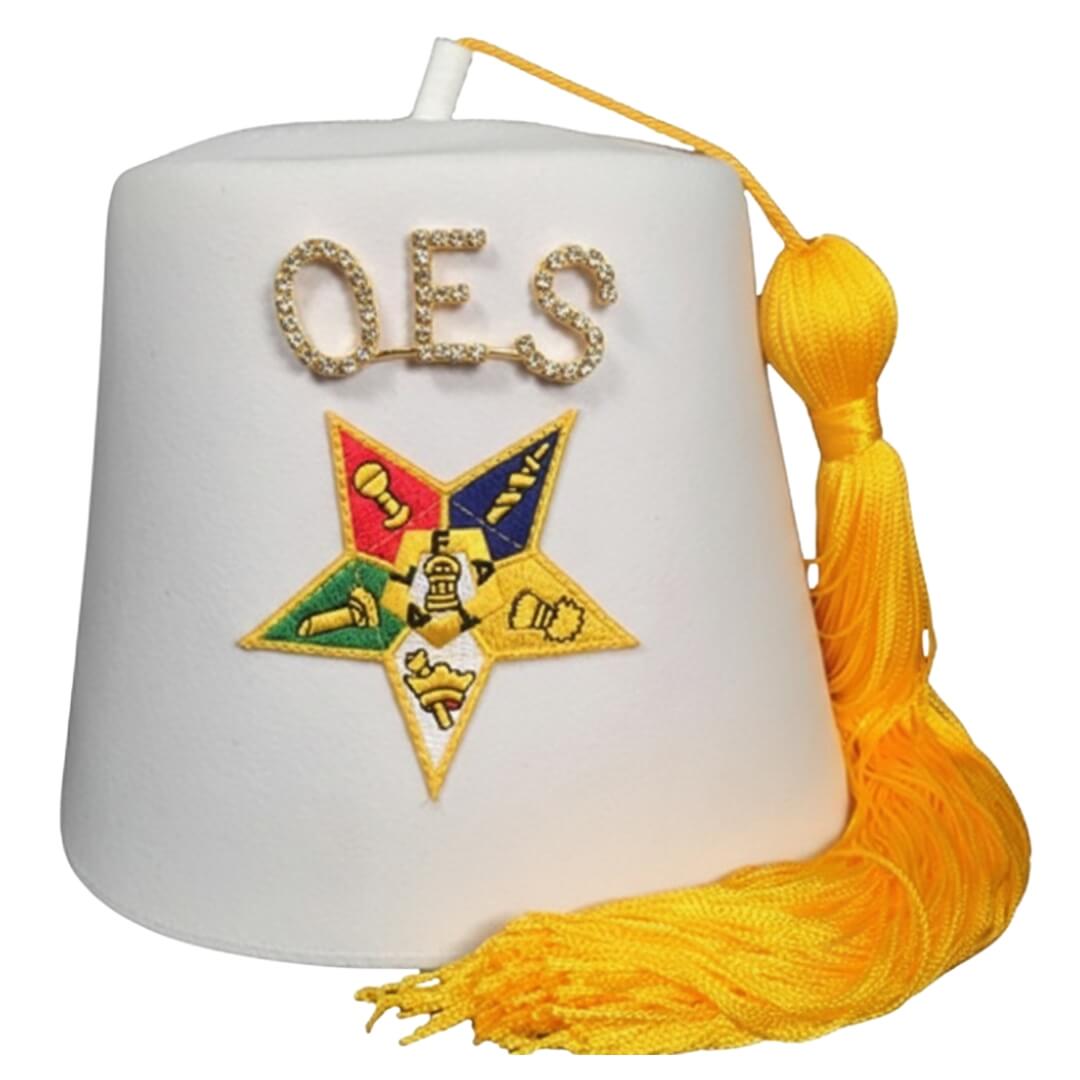 OES Plain Fez with Star & Rhinestone Pin