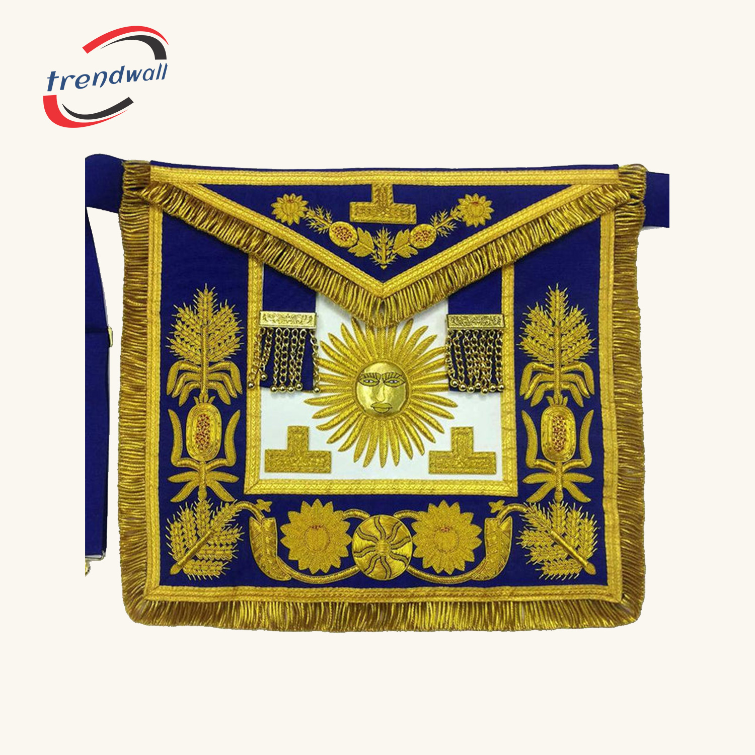Past Grand Master Blue Lodge Apron - Blue Gold Hand Embroidery