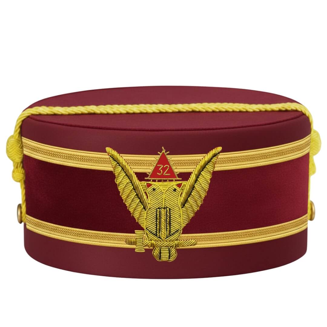32nd Degree Scottish Rite Crown Cap - Wings Up Red Hand Embroidery