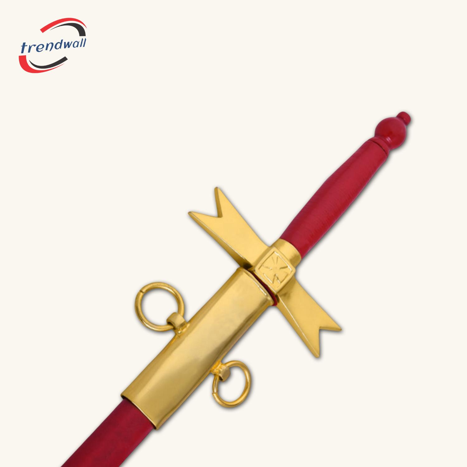 Knights Templar Commandery Sword - Red Hilt and Scabbard