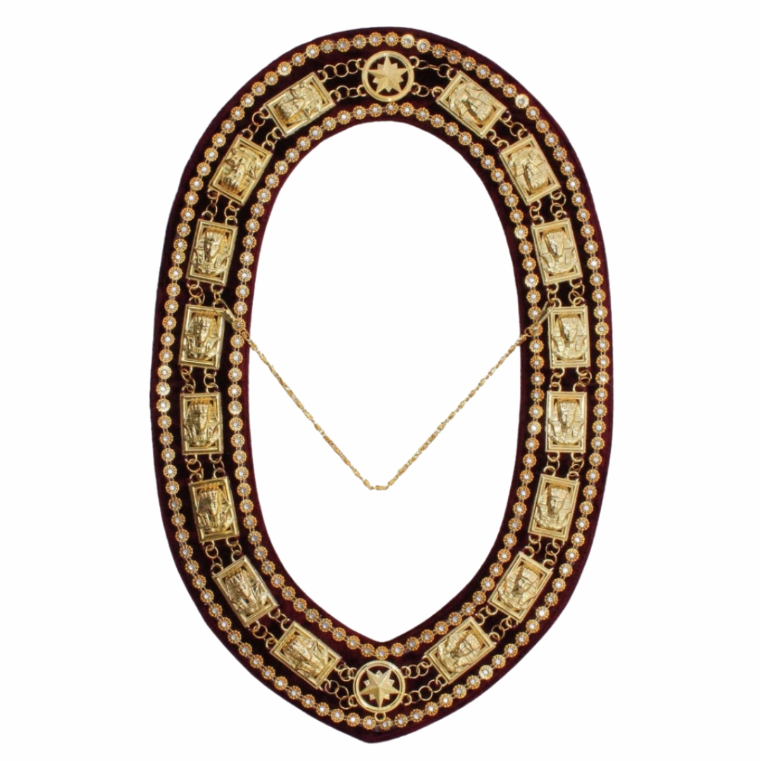 Daughters of Sphinx Chain Collar Gold Tone Masonic Collar with Velvet