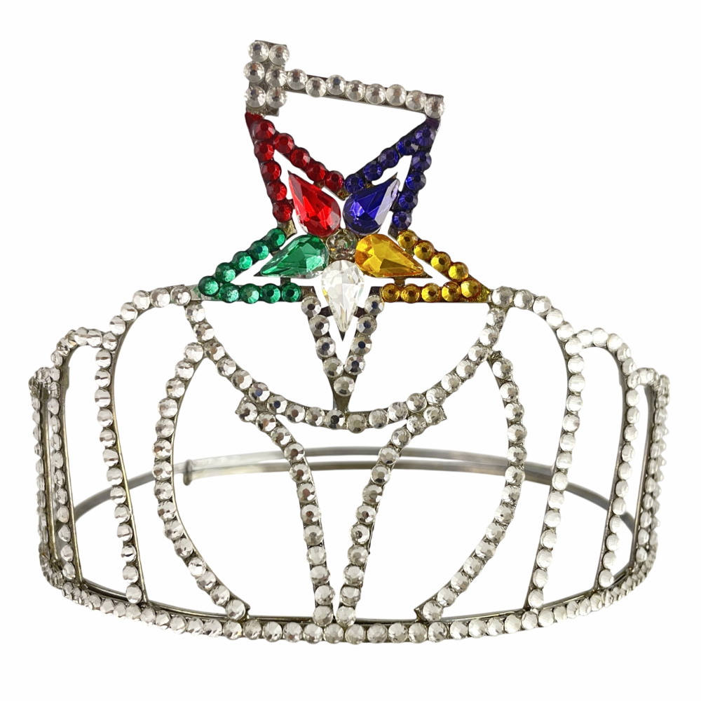 Masonic OES Grand Matron Crown – Gold Tone + Rhinestones, Adjustable