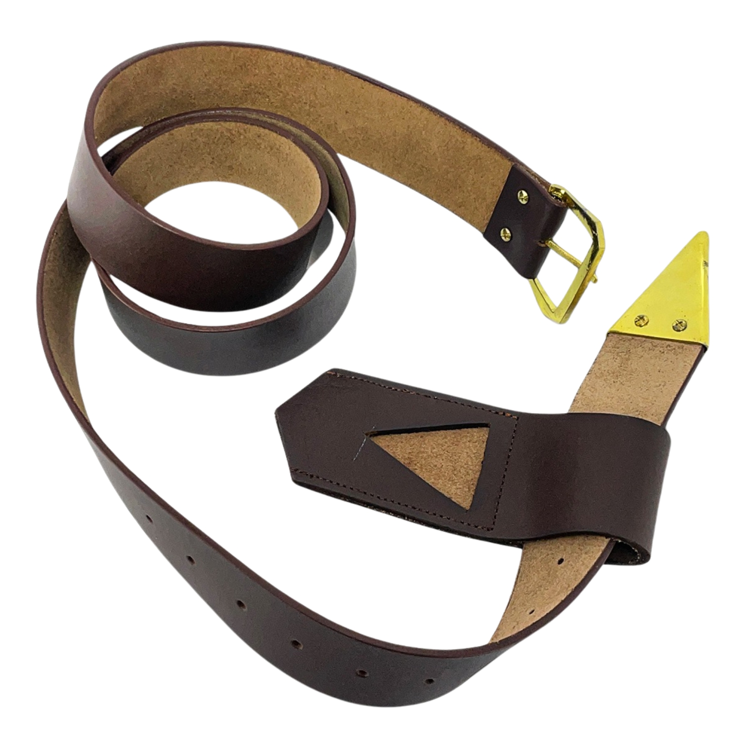 Knights Templar Cowhide Brown Leather Belt