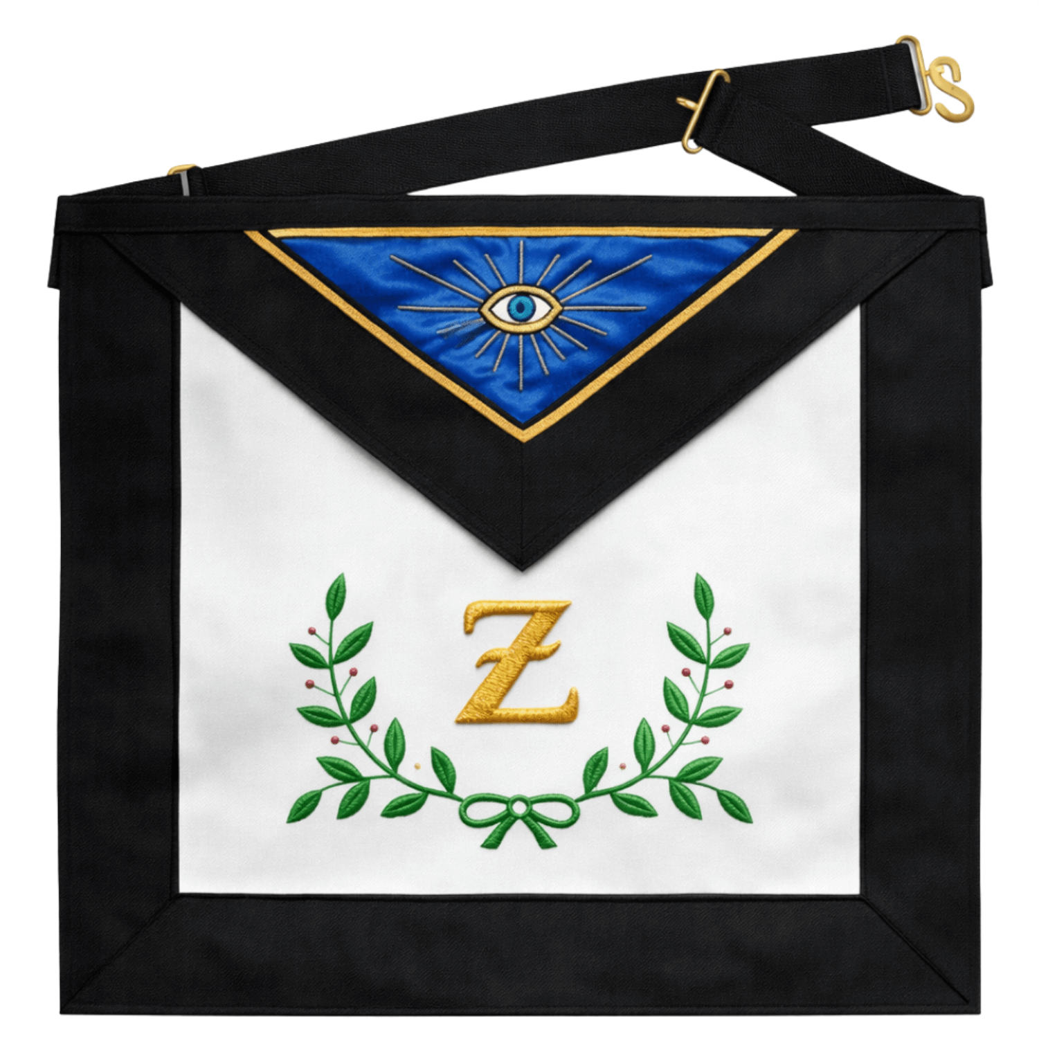 4th Degree Scottish Rite Apron - White, Royal Blue with Black Moire
