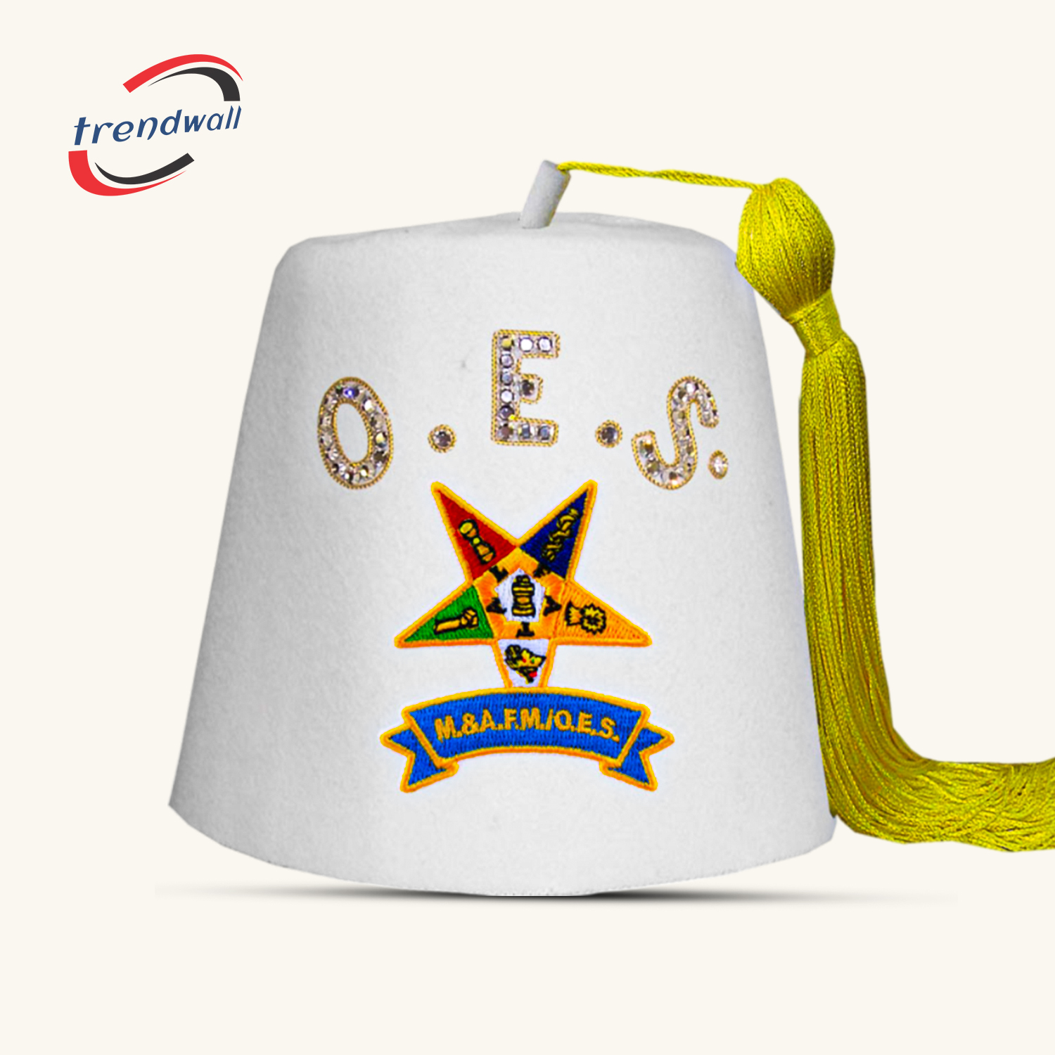 O.E.S. Fez with Custom Rhinestone Letters & Tassel Color