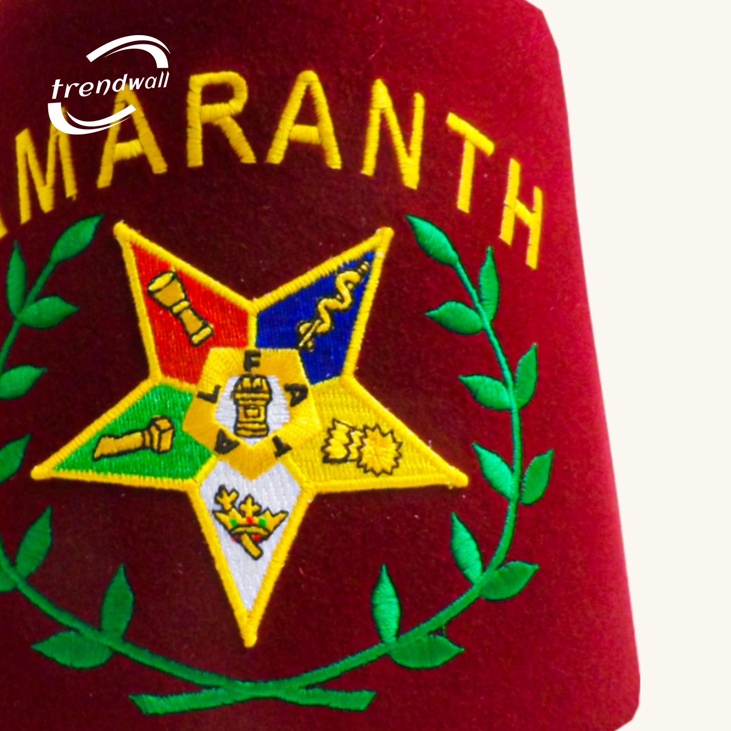 Amaranth Fez with Yellow Silk Embroidery & Handmade FATAL OES Star