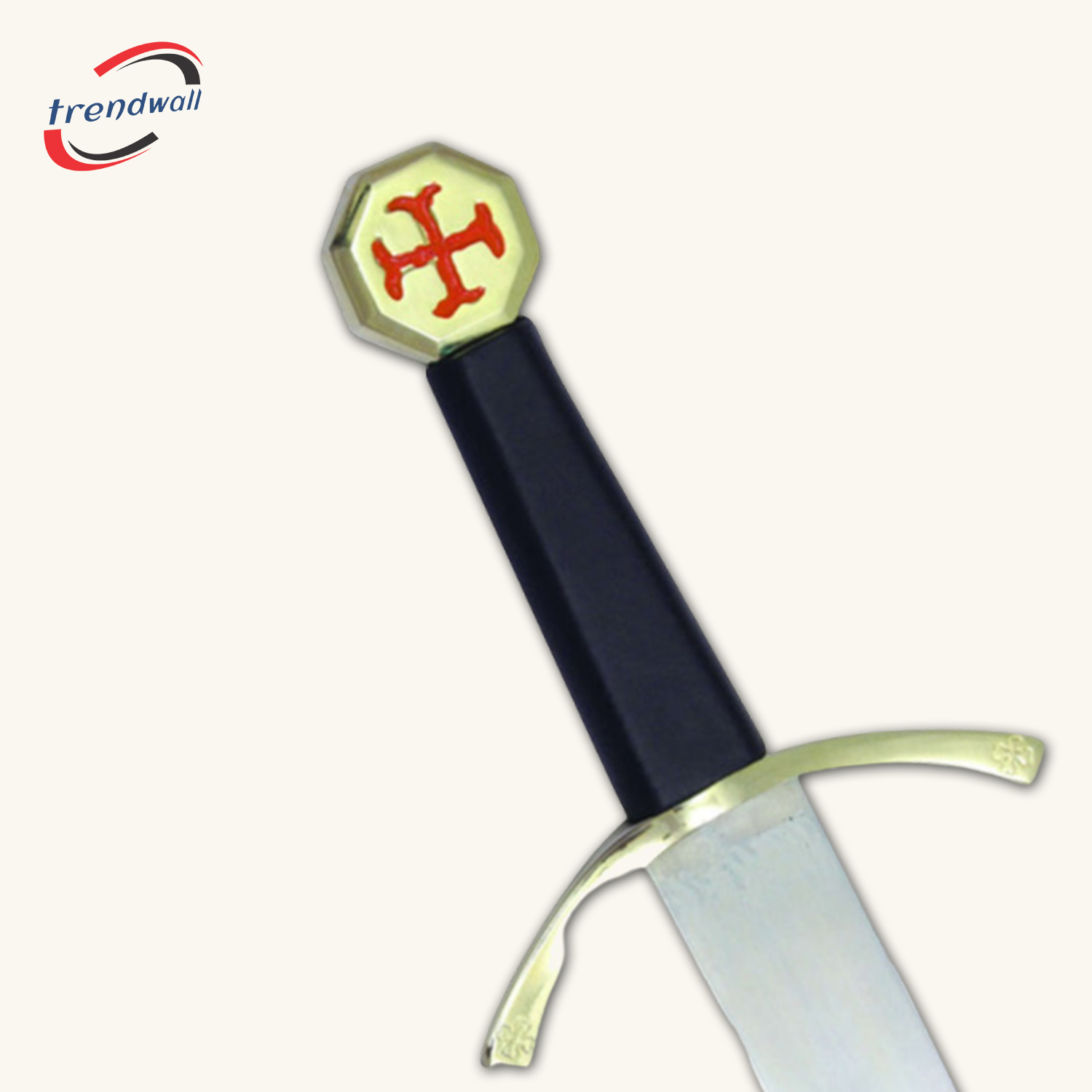 Knights Templar Commandery Sword - Black & Gold Hilt & Red Cross