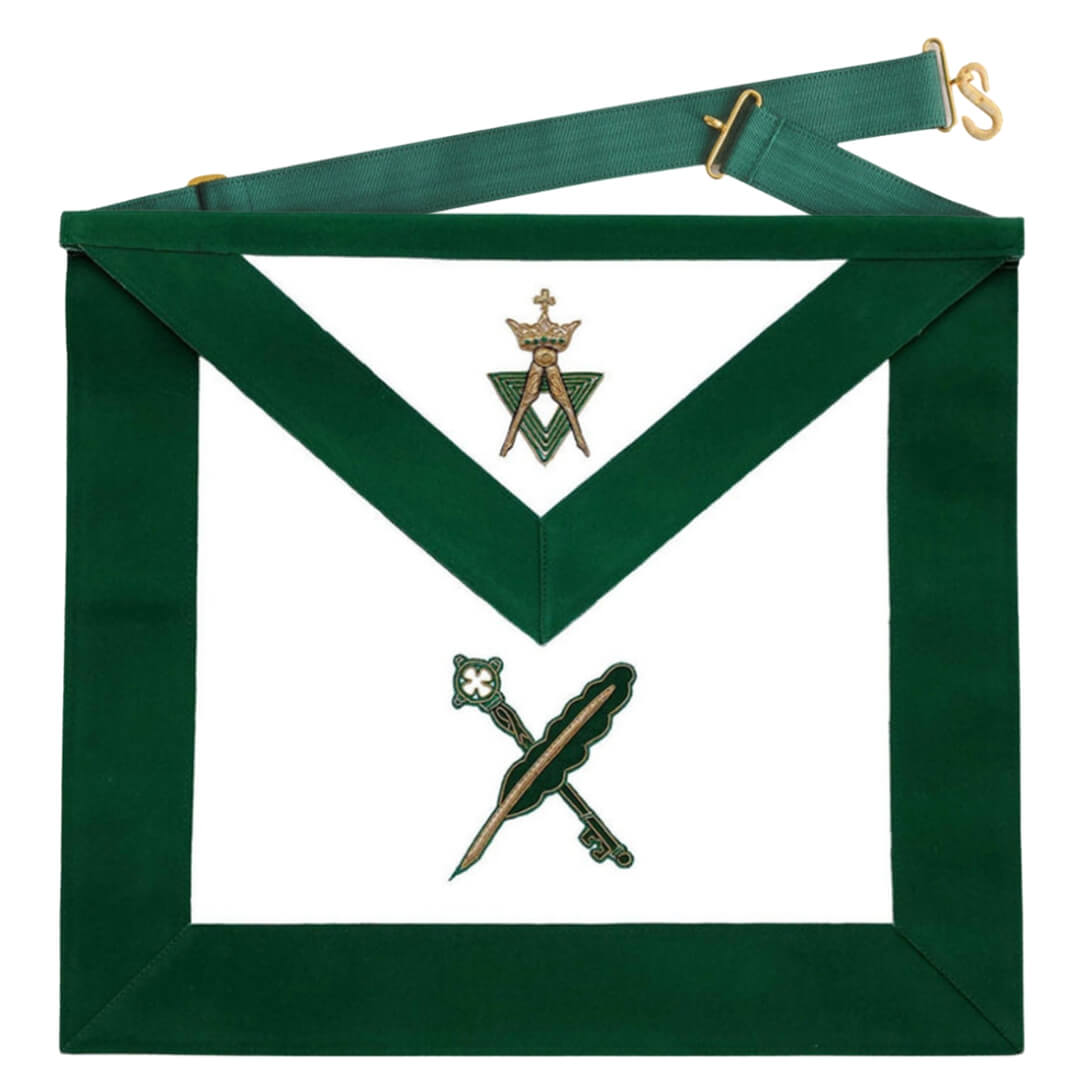 SECRETARY & TREASURER ALLIED MASONIC DEGREES APRON - GREEN VELVET