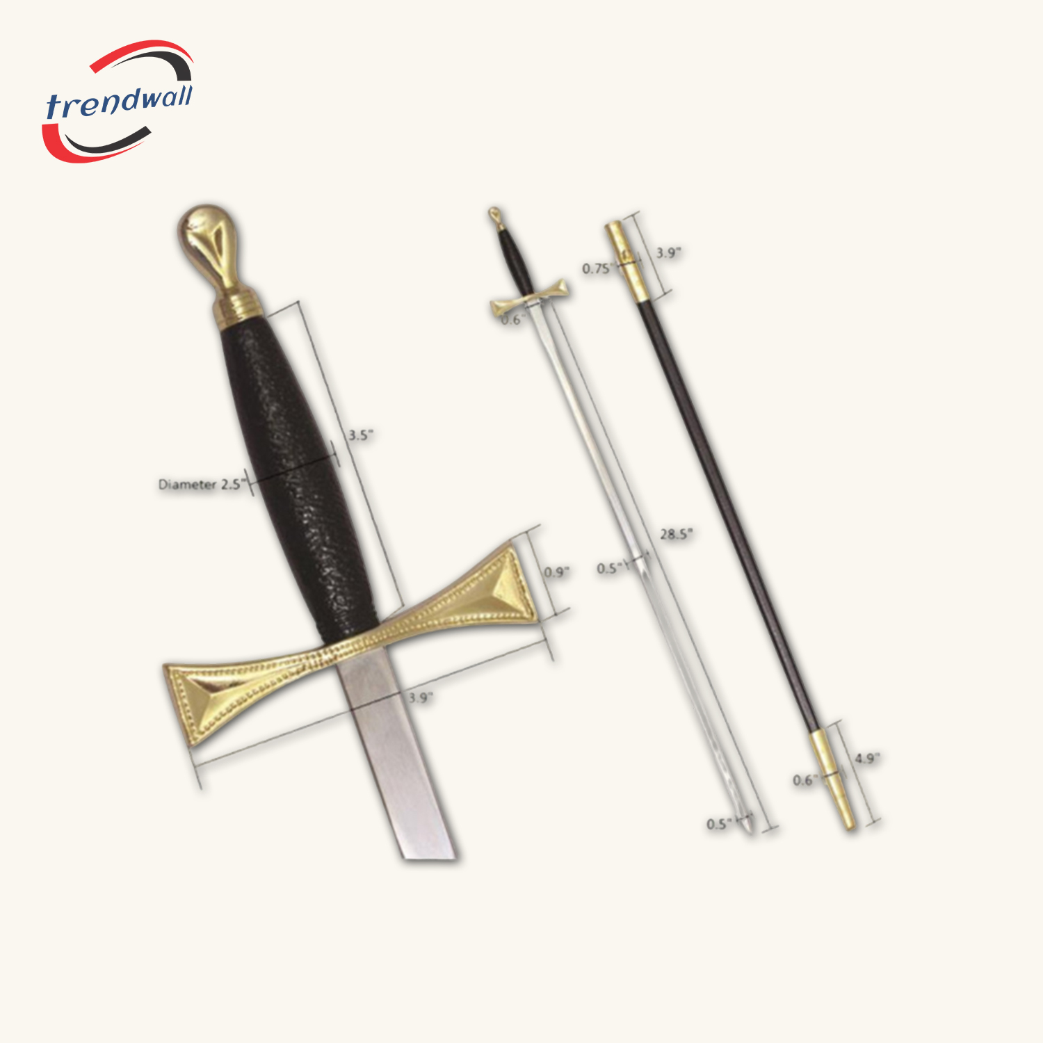 Masonic Sword - Black Gold Hilt and Black Scabbard