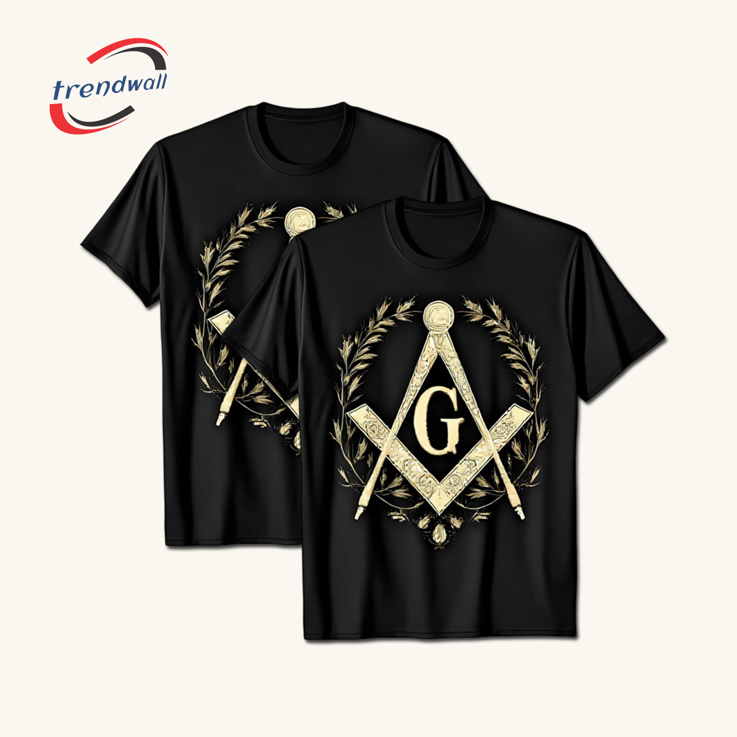 Masonic T-Shirt – Gold Square & Compass Symbol on Soft Everyday Fabric