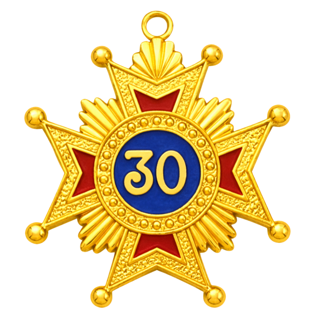 30th Degree Rose Croix Scottish Rite Collar Jewel - Gold Plated