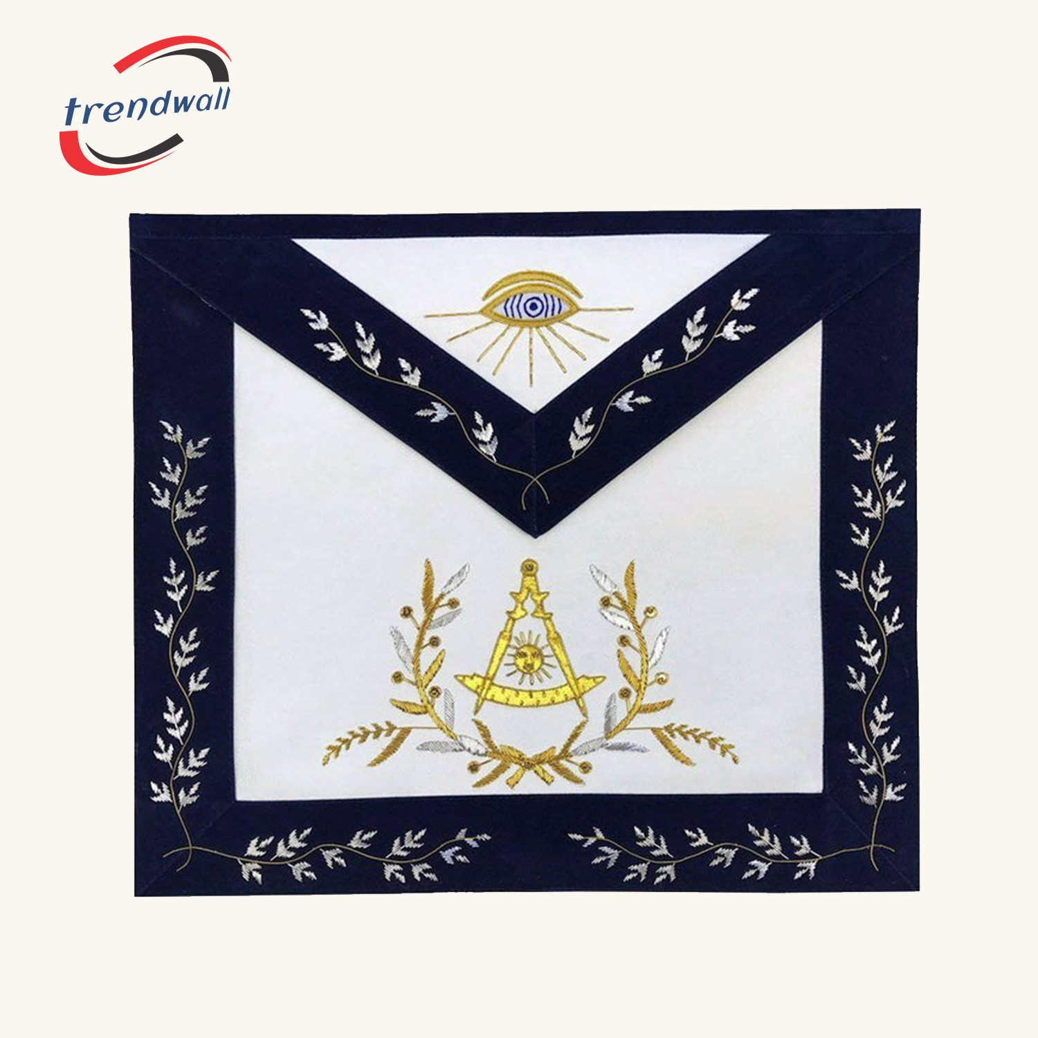 Past Master Blue Lodge Apron - Bullion Gold & Silver Hand Embroidery