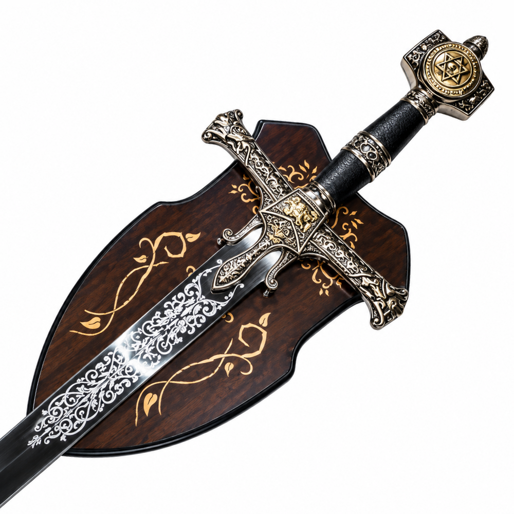 Knights Templar Commandery Sword - Silver Ark of the Covenant + Plaque