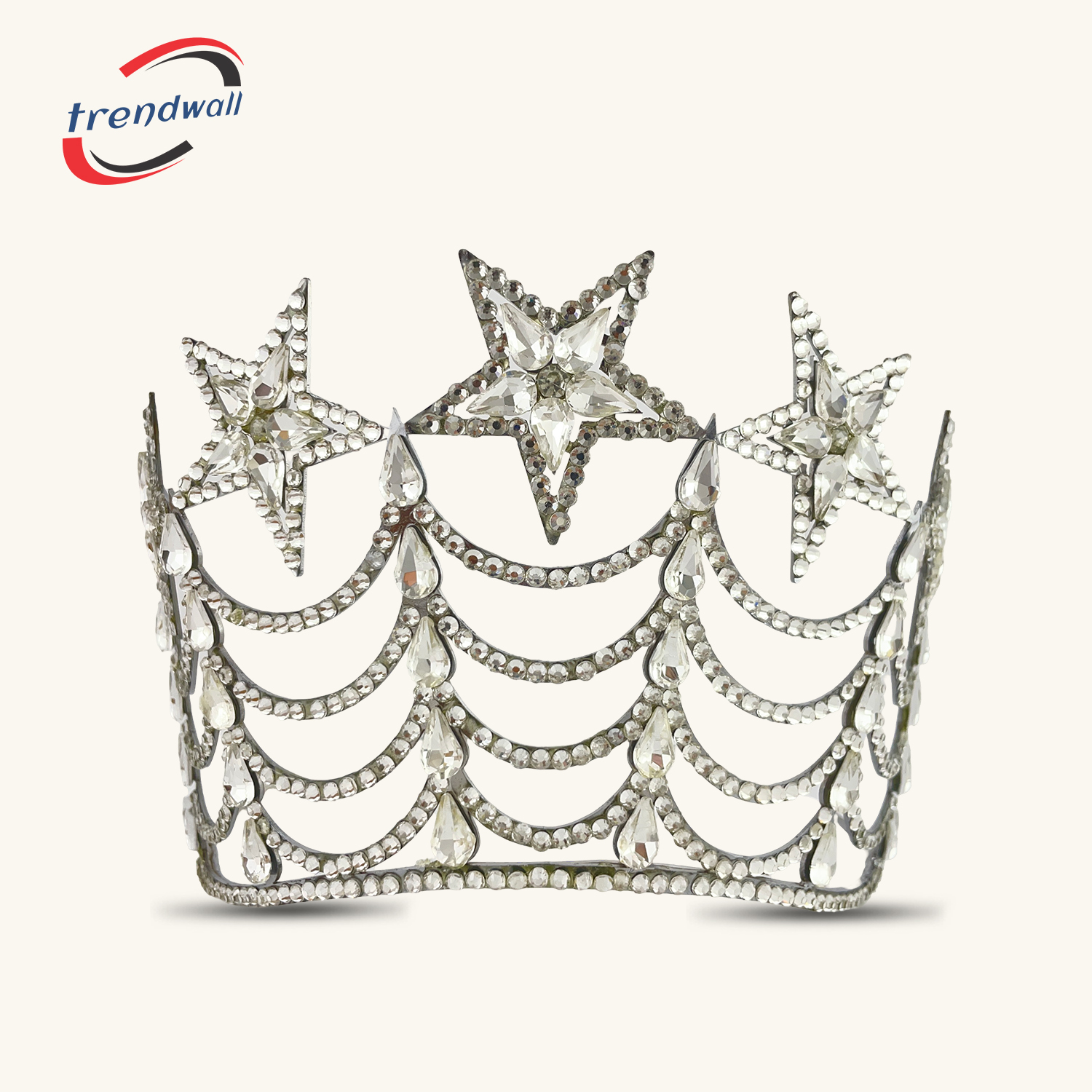 Masonic OES Tall Crown 5-Stars in Silver Tone Best Quality Crown