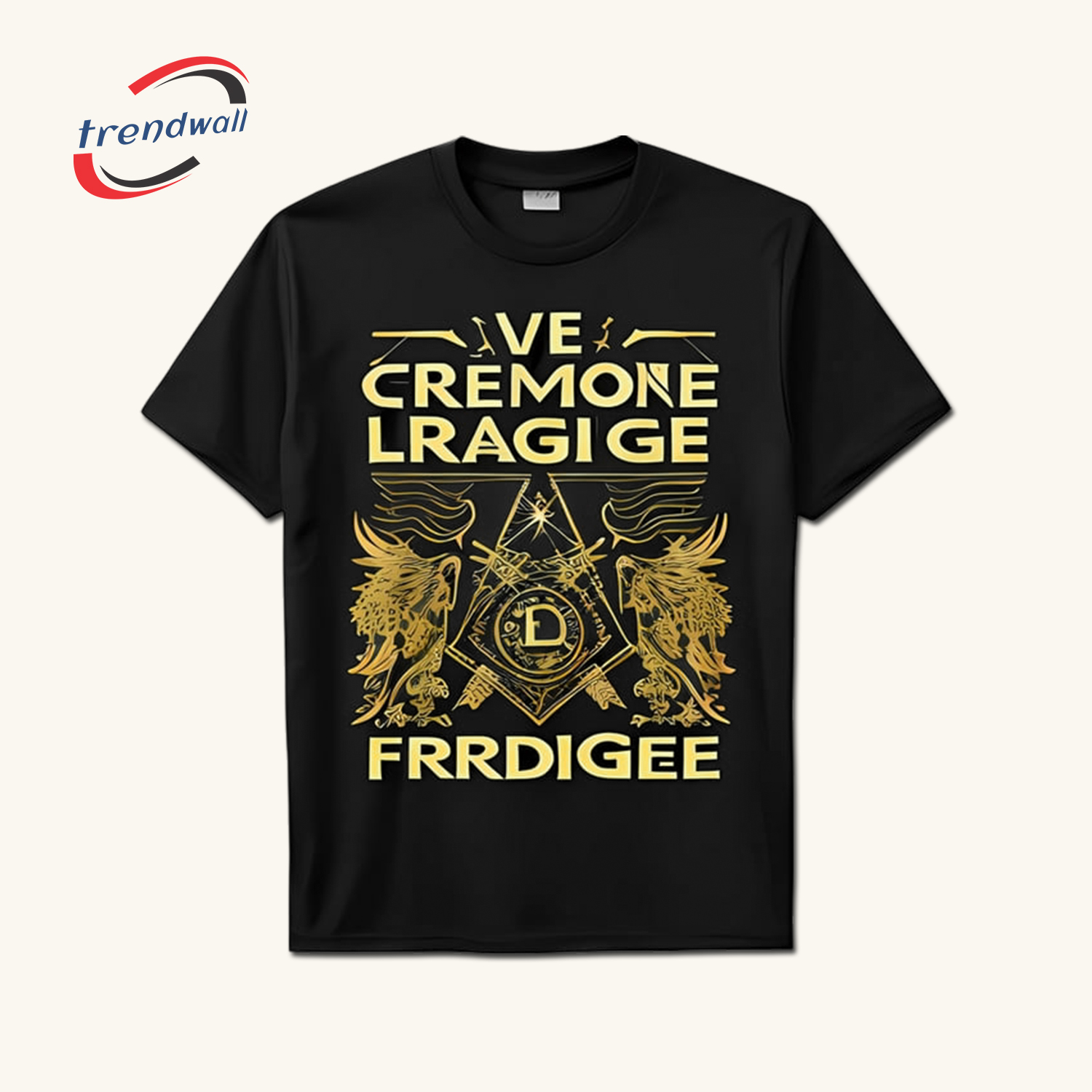 Masonic Black T-Shirt – Gold Square Symbol with Winged Design