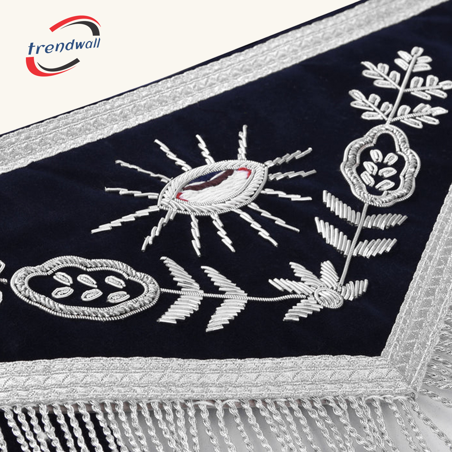  Junior Steward Blue Lodge Officer Apron - Dark Blue + Hand Embroidery