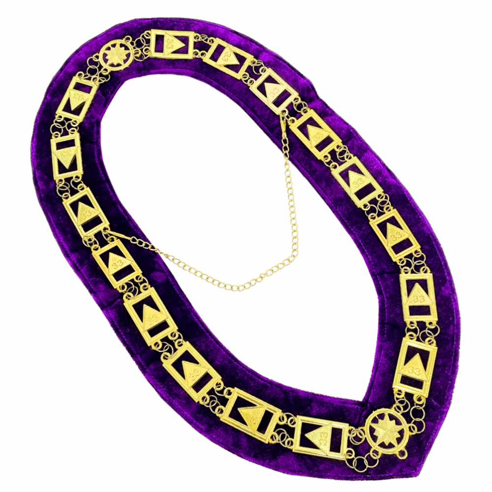 Masonic 33rd Degree Scottish Rite Chain Collar Purple Backing