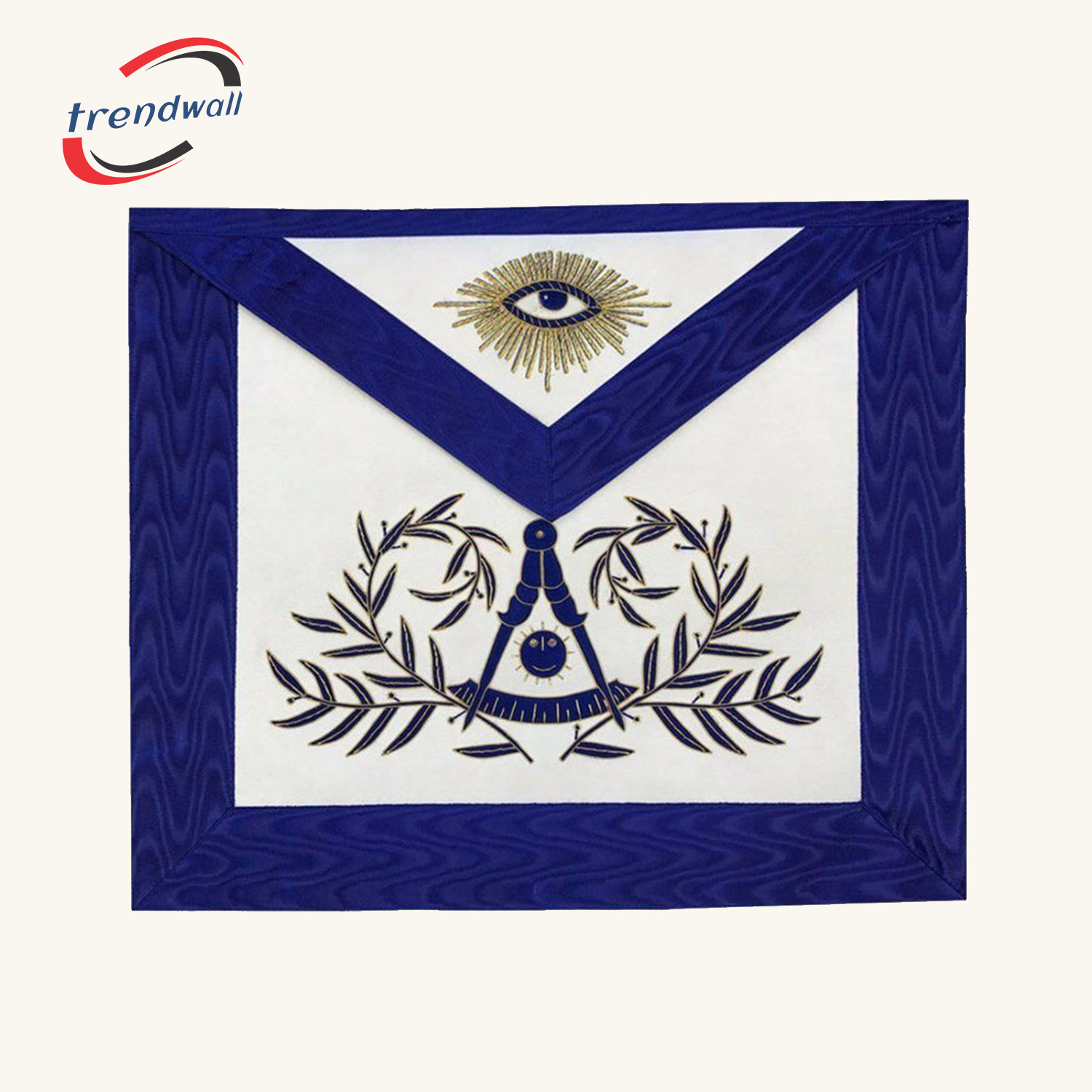 Past Master Blue Lodge Apron - Bullion Blue & Gold Hand Embroidery
