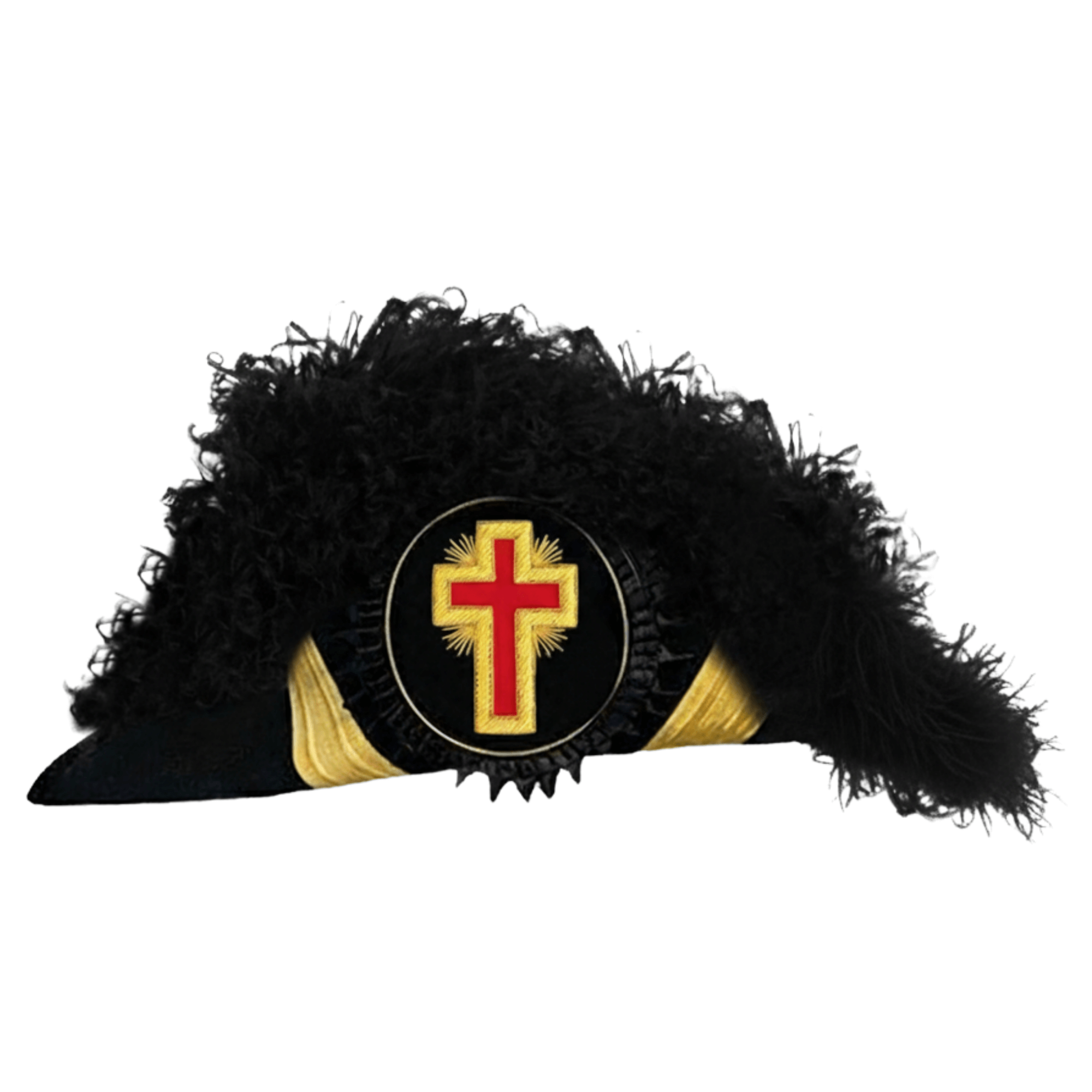Past Commander Knights Templar Commandery Chapeau All Black Plumes