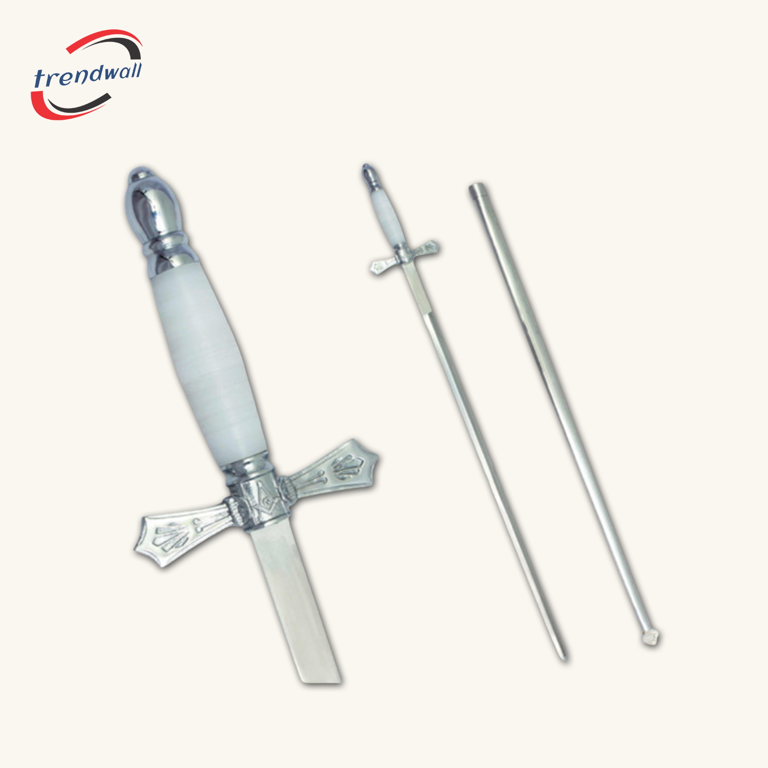 Master Mason Blue Lodge Sword - With White Hilt and Silver Scabbard