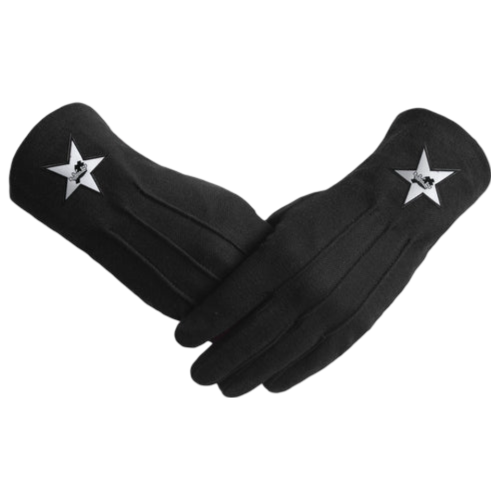 Ladies Knight Knights Templar Commandery Gloves - Black Cotton + Patch