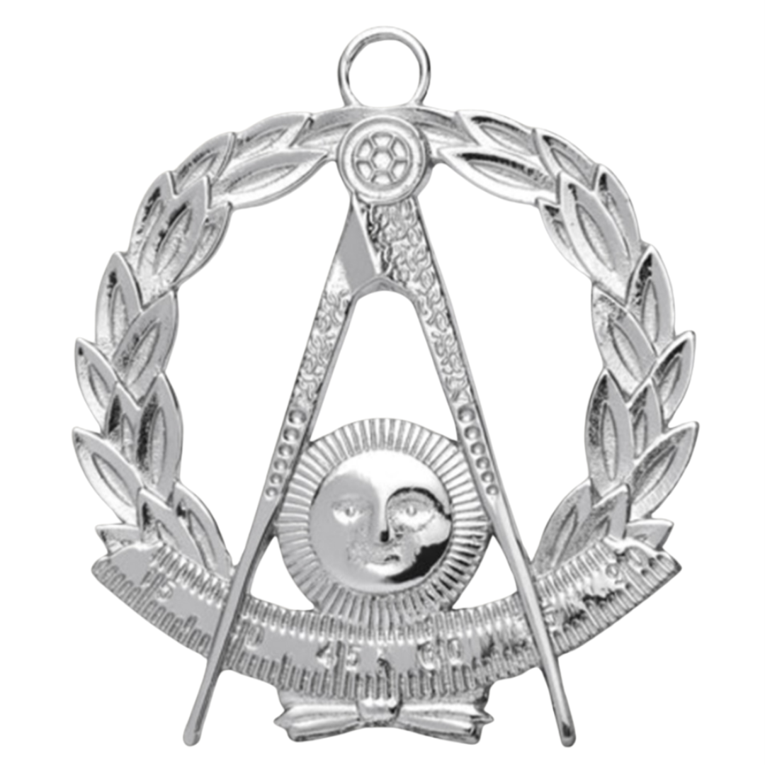 Grand Past Master Blue Lodge California Regulation Collar Jewel - Silver With Wreath