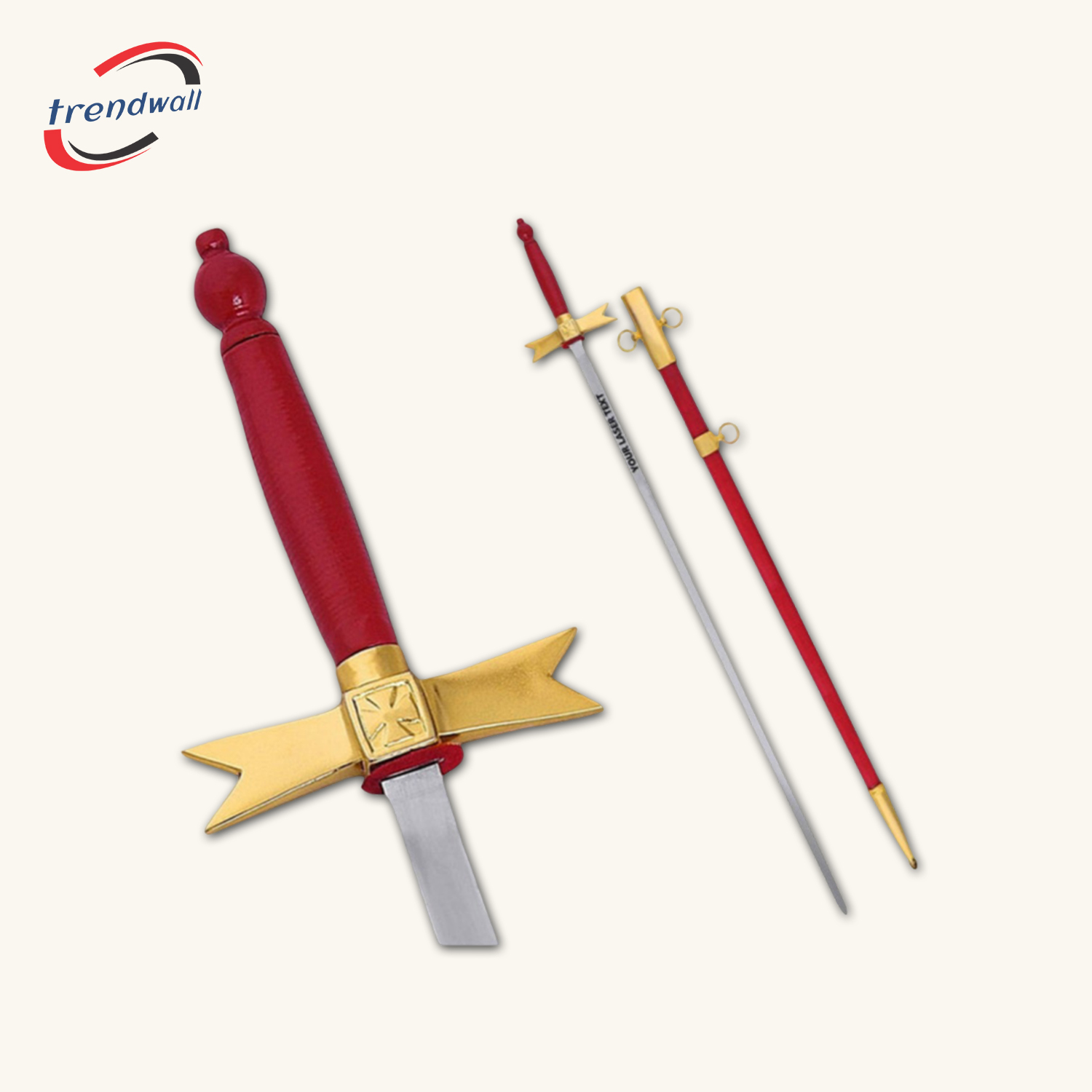 Knights Templar Commandery Sword - Red Hilt and Scabbard